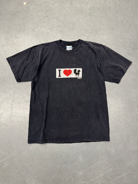 VINTAGE PORN STAR I HEART CAT TEE (WHITE DOUBLE TAG)