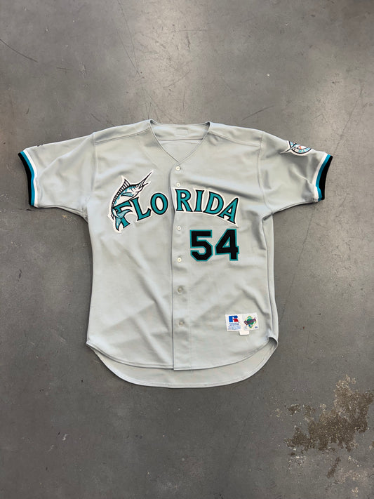 1999-2000 FLORIDA MARLINS DANNY BAUTISTA RUSSELL ATHLETIC DIAMOND COLLECTION BASEBALL JERSEY (46)