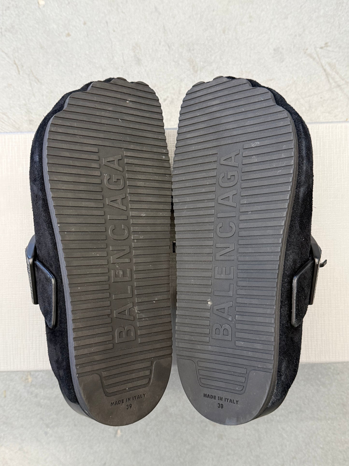 BALENCIAGA SUNDAY SUEDE MULE - BLACK (W/BOX)