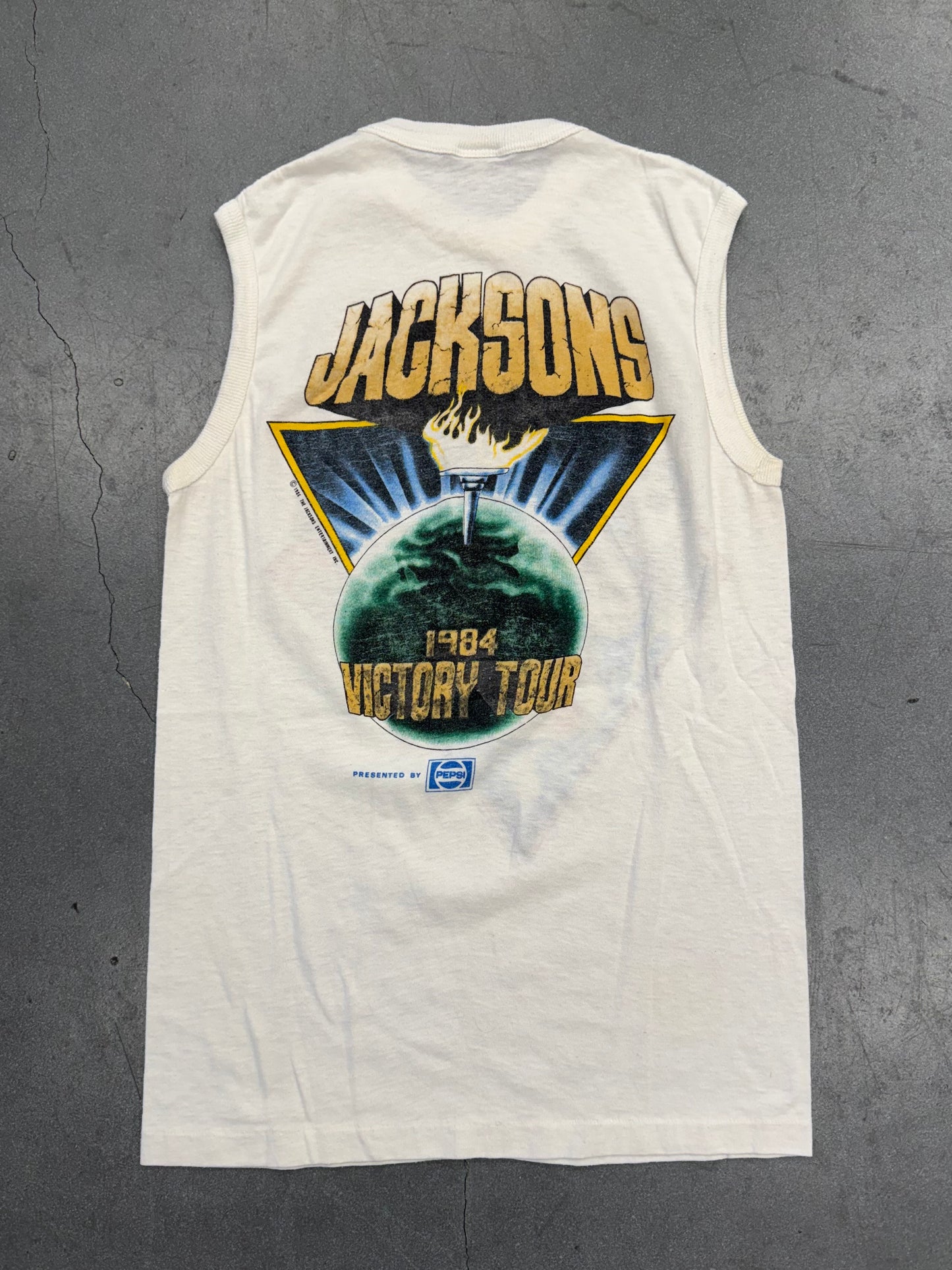 1984 MICHAEL JACKSON THE JACKSONS VICTORY TOUR CUT-OFF TEE (CHOPPED NECK)