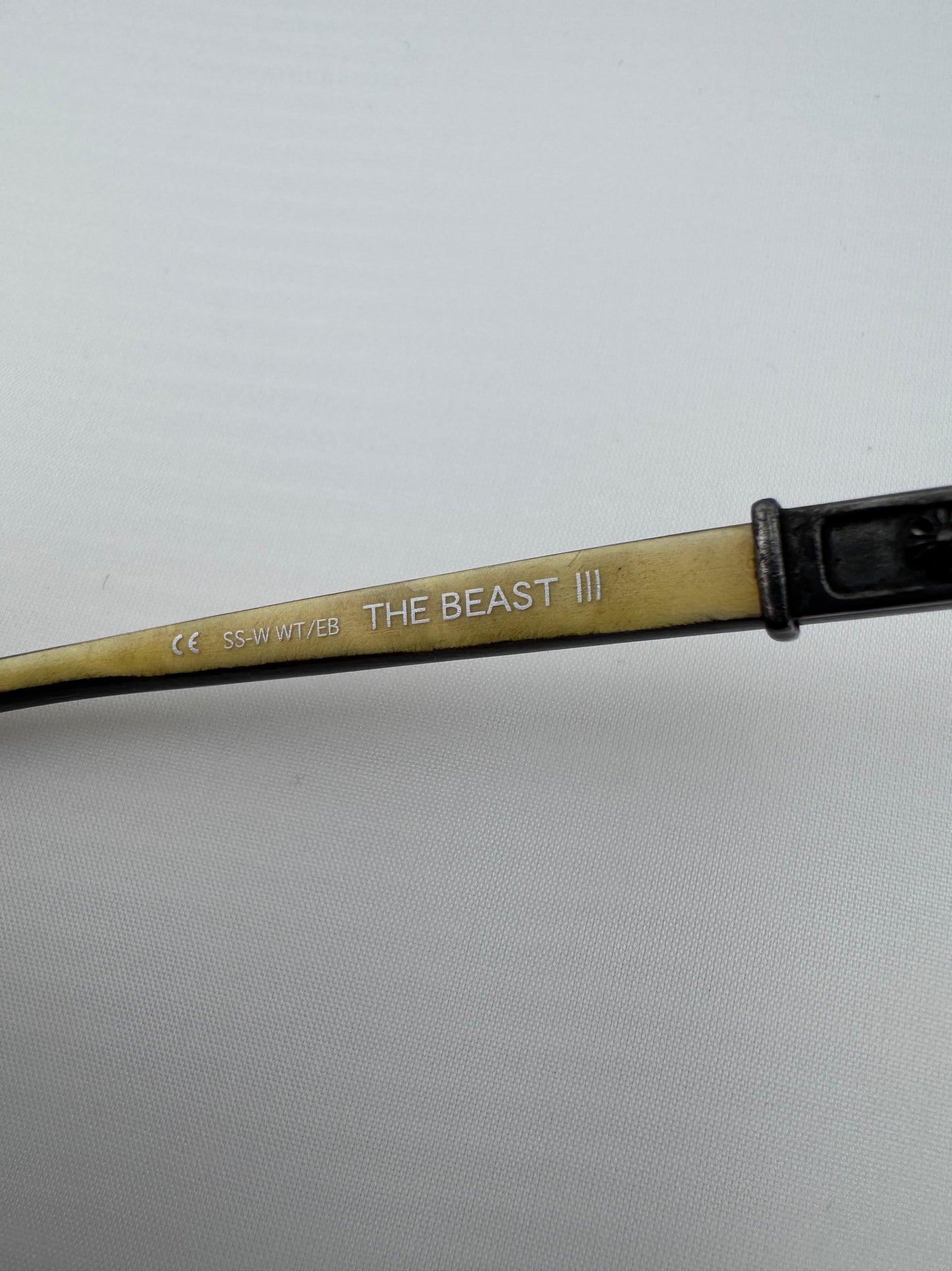 VINTAGE CHROME HEARTS 'THE BEAST III' WOOD CONCH GOLD SUNGLASSES (PRE-OWNED WITH CASE)