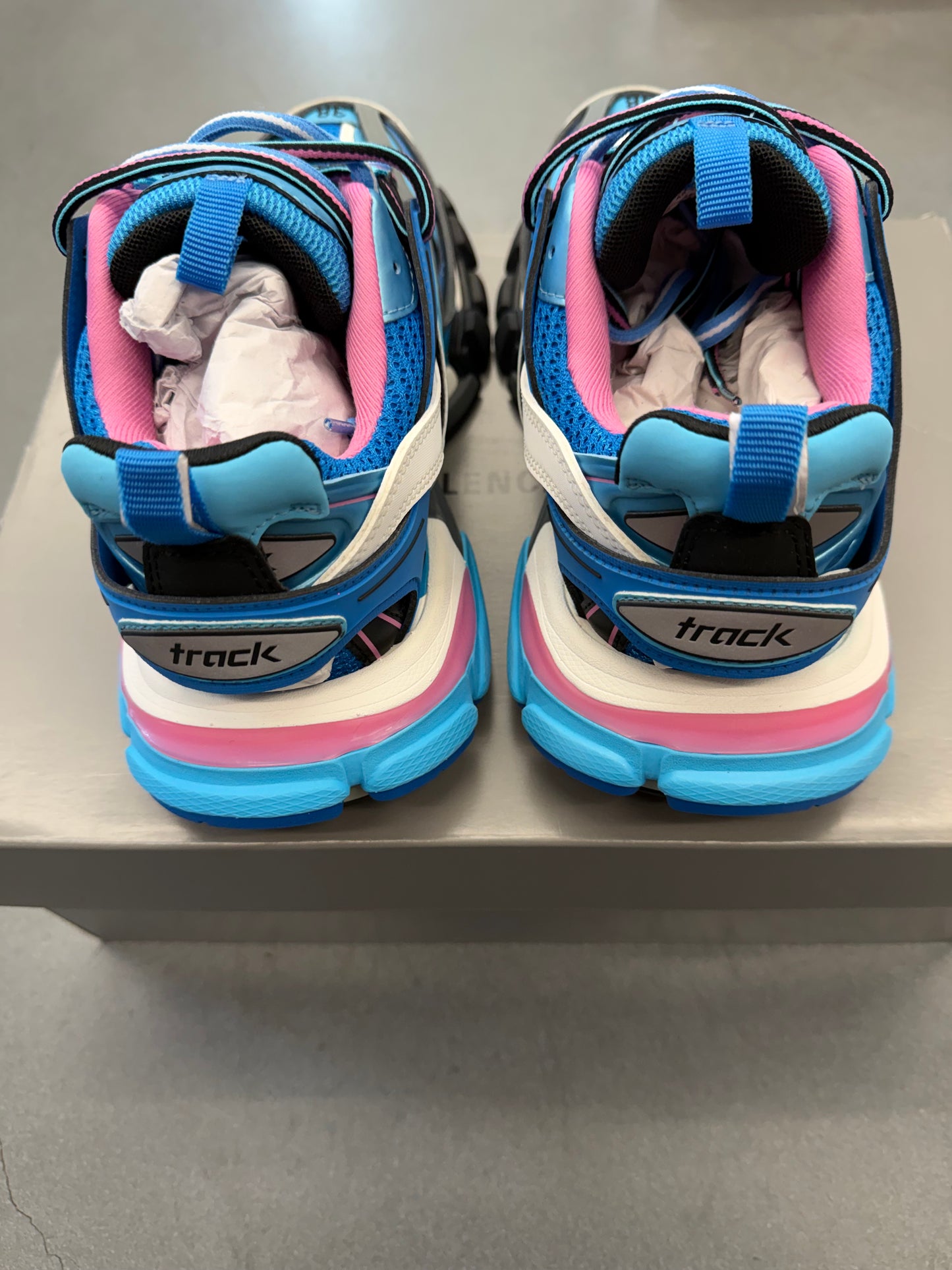 SIZE 38 BALENCIAGA TRACK RUNNERS - BLUE (W/BOX)