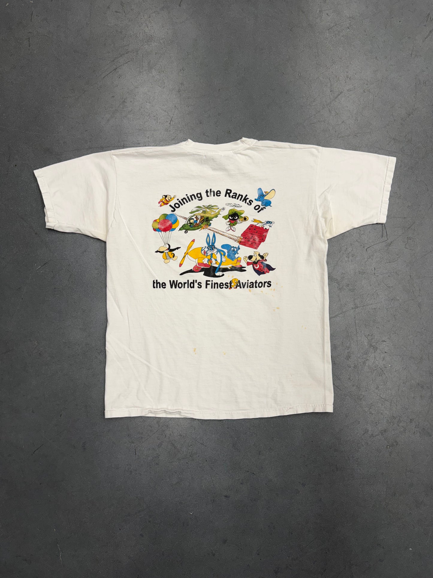 90S "JOINING THE RANKS OF THE WORLD'S FINEST AVIATORS" CARTOON TEE (FOTL TAG)