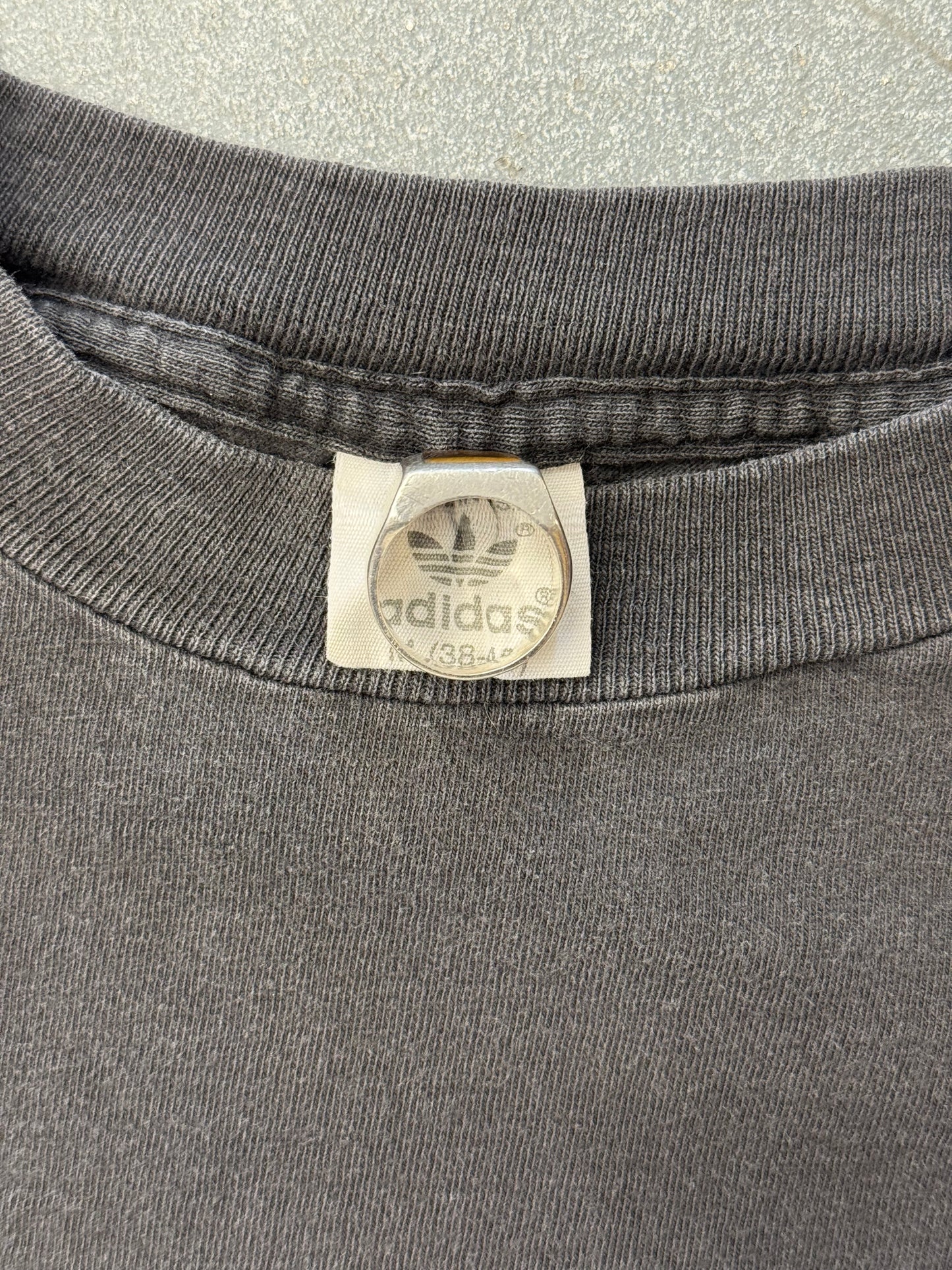 80S ADIDAS PINSTRIPE VERTICAL LOGO TEE