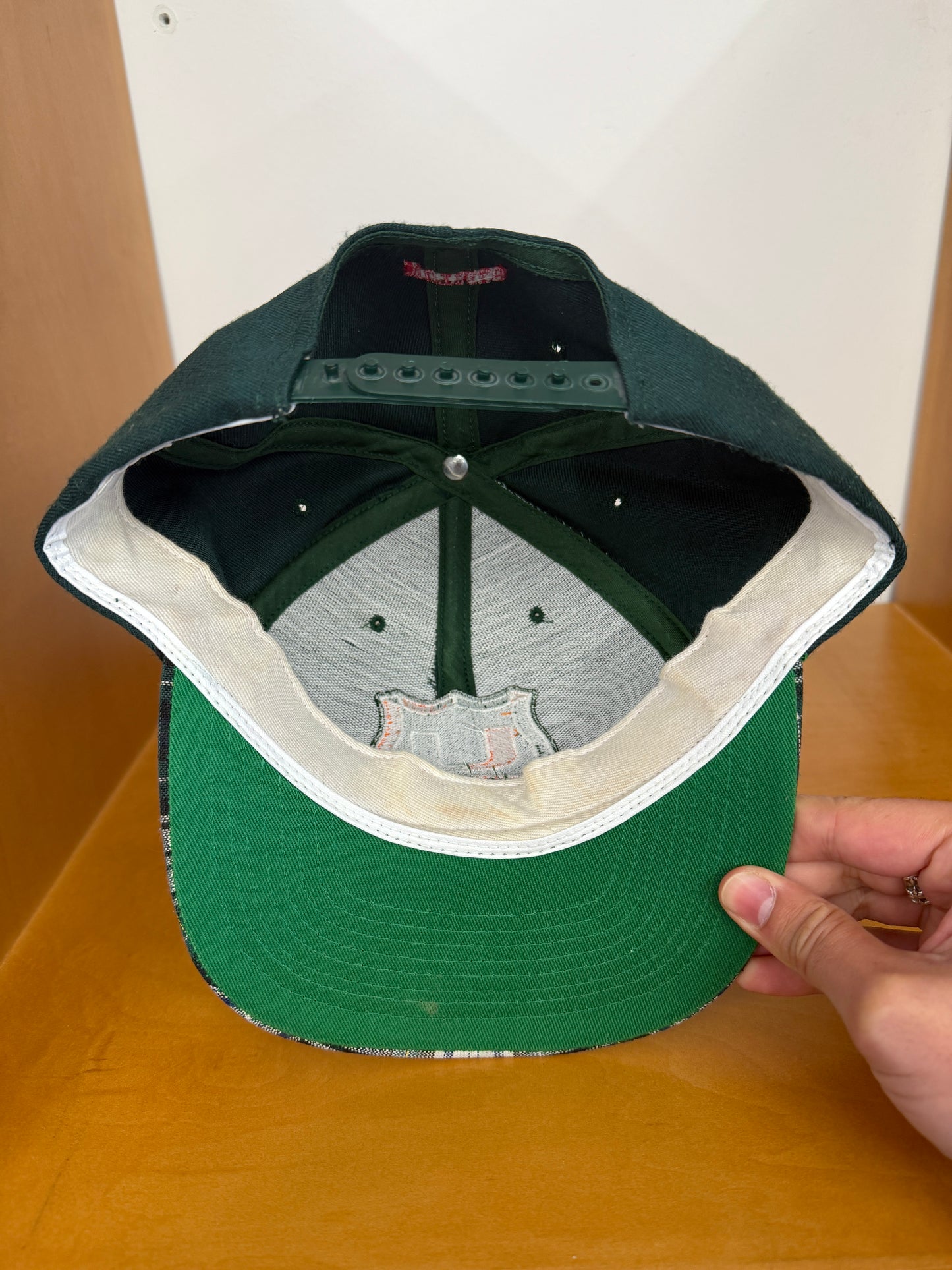 90S UNIVERSITY OF MIAMI PLAID BILL NUTMEG SNAPBACK