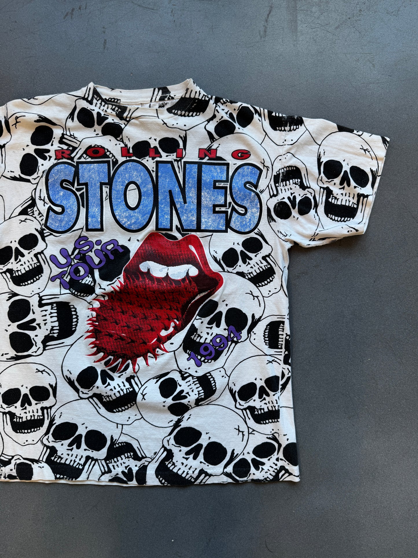 1994 ROLLING STONES VOODOO LOUNGE U.S. TOUR SKULL AOP TEE (CARIBBEAN DREAM TAG)