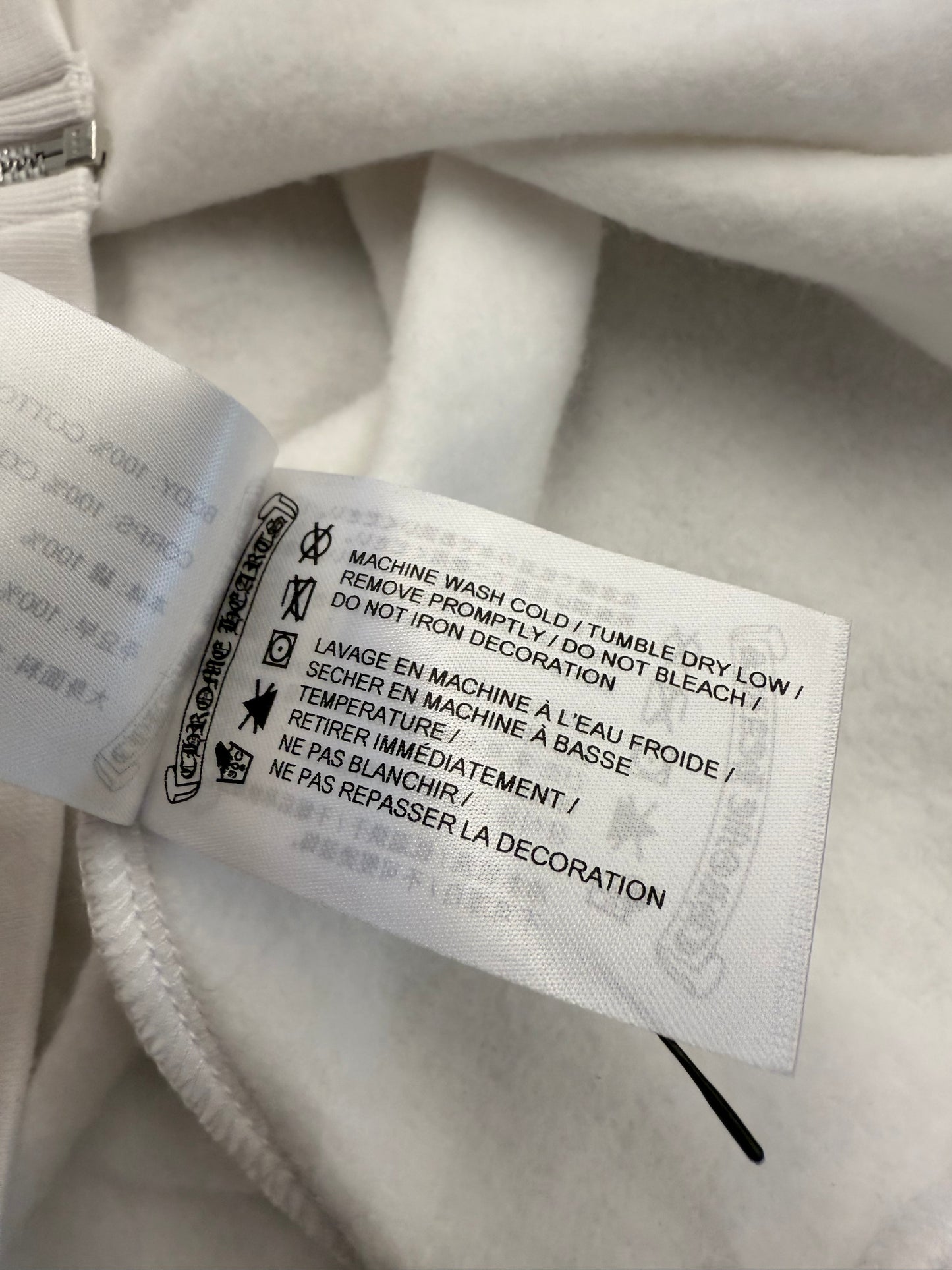 CHROME HEARTS VERTICAL LOGO ZIP UP HOODIE - WHITE