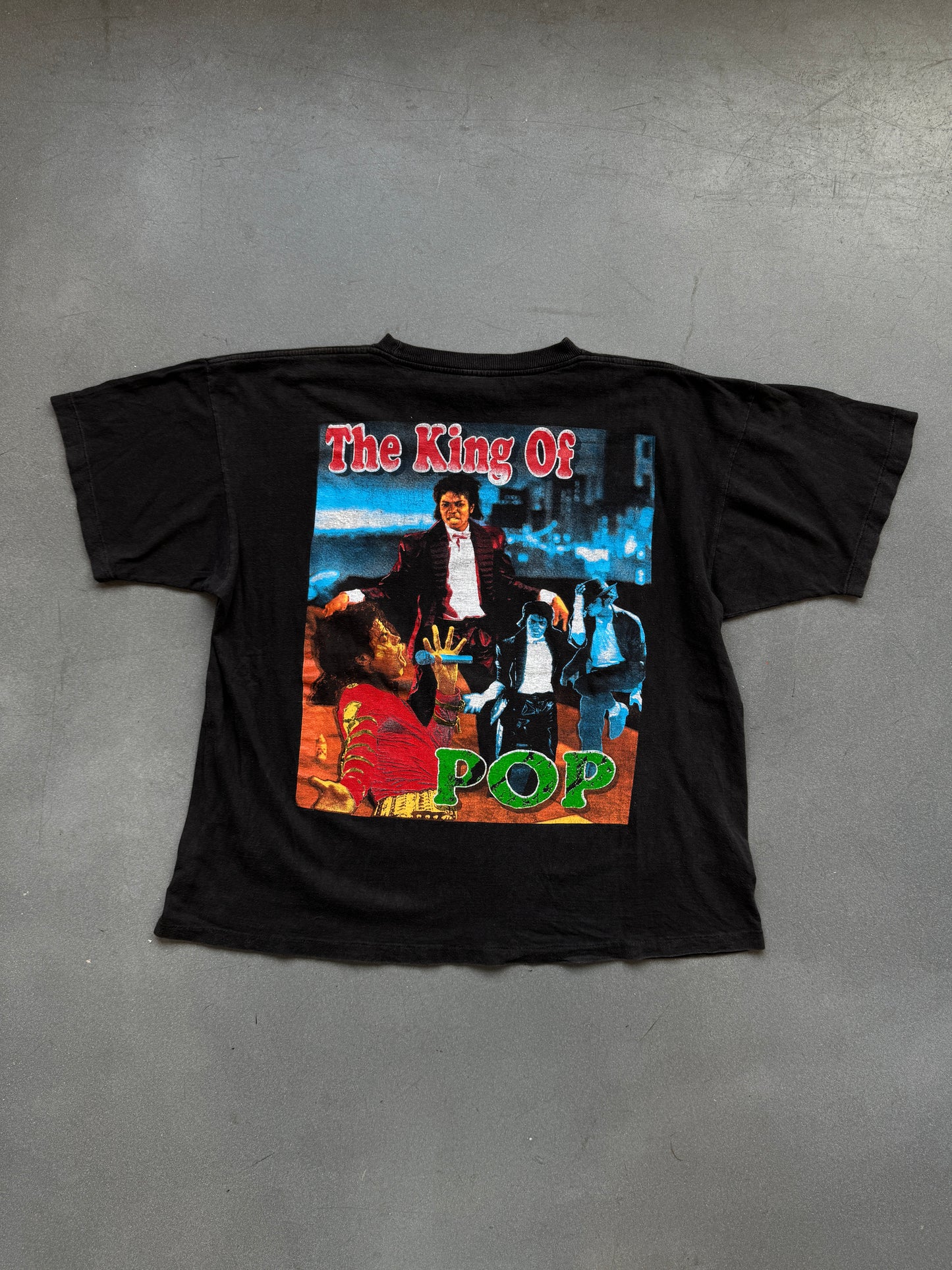 90'S VINTAGE MICHAEL JACKSON KING OF POP BOOTLEG RAP STYLE TEE (FADED TAG)