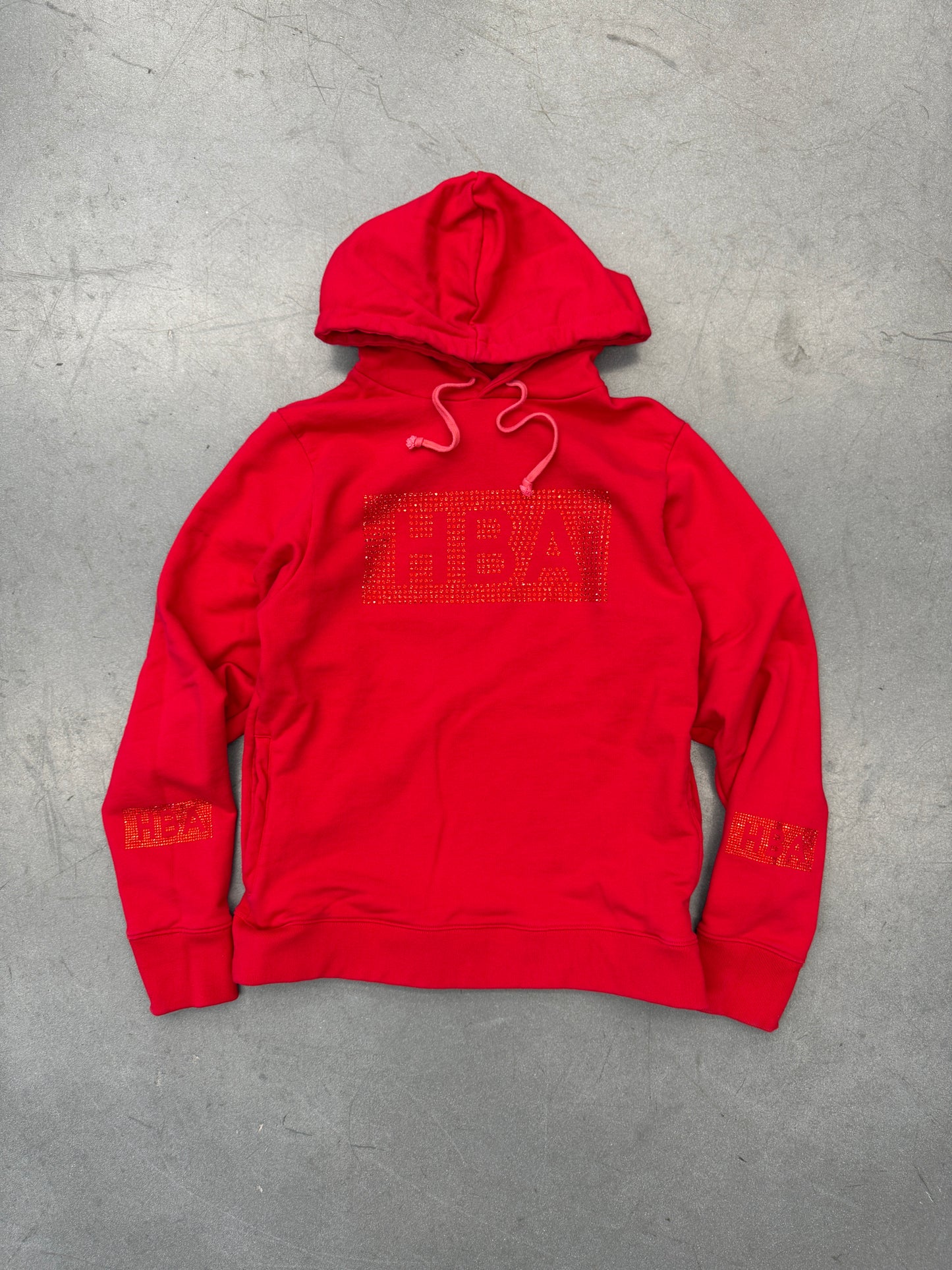 HOOD BY AIR HBA RHINESTONE GEM HOODIE - RED