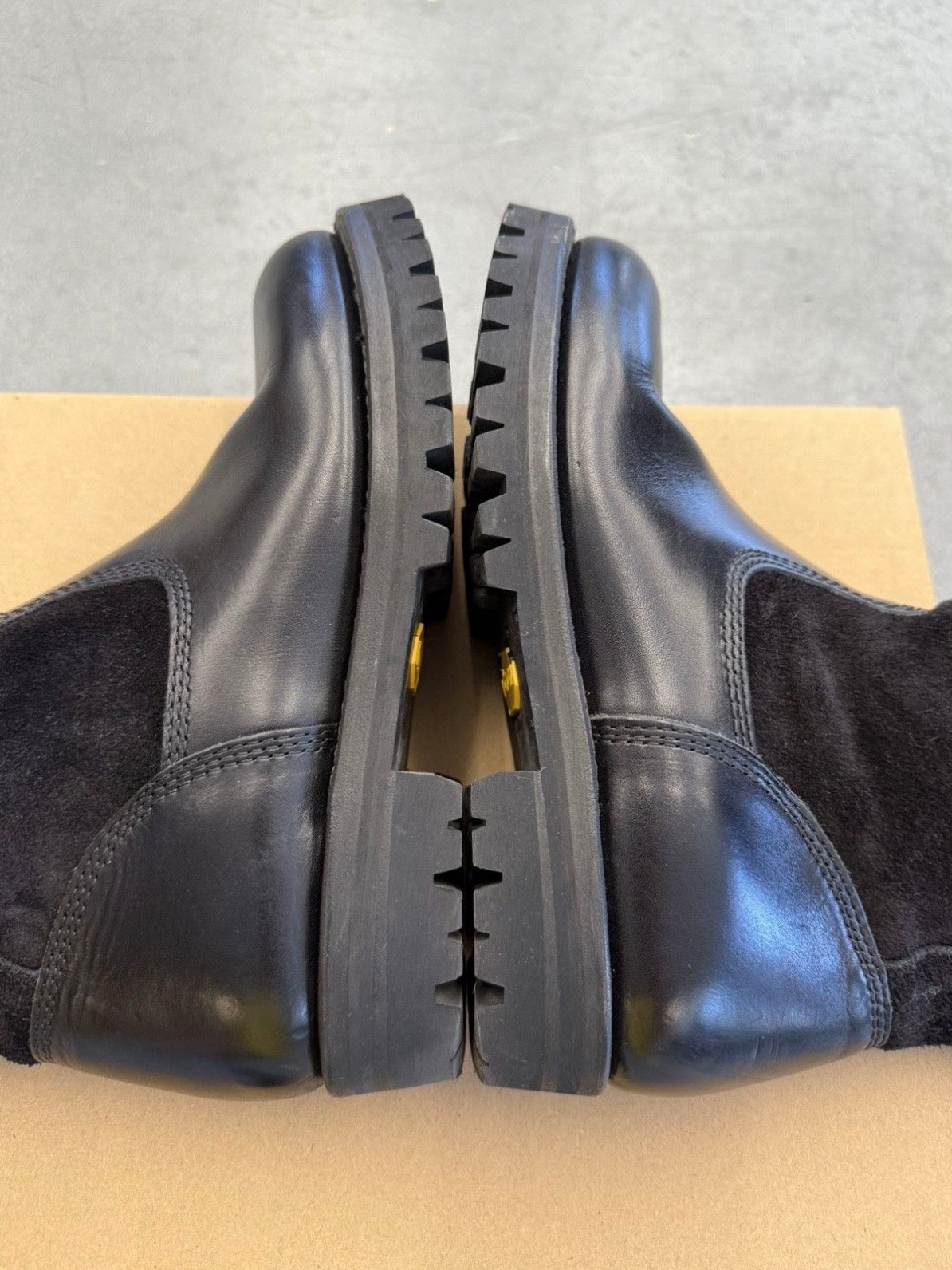 2024 STUSSY x OUR LEGACY WORK SHOP BLACK LEATHER WORK BOOT - SIZE 40