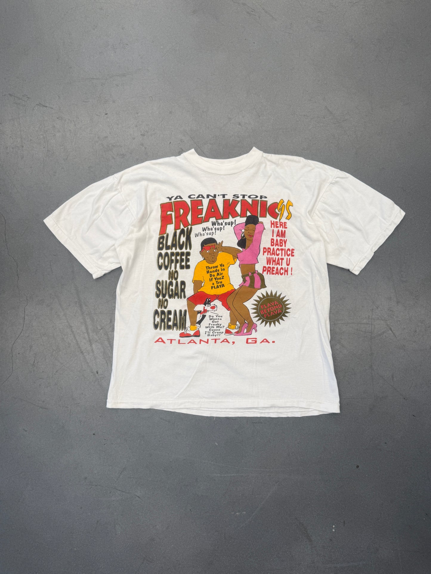 1995 FREAKNIC "YA CAN'T STOP" BLACK COLLEGE UNITY WEEKEND APRIL 21-23 TEE (CUT TAG)