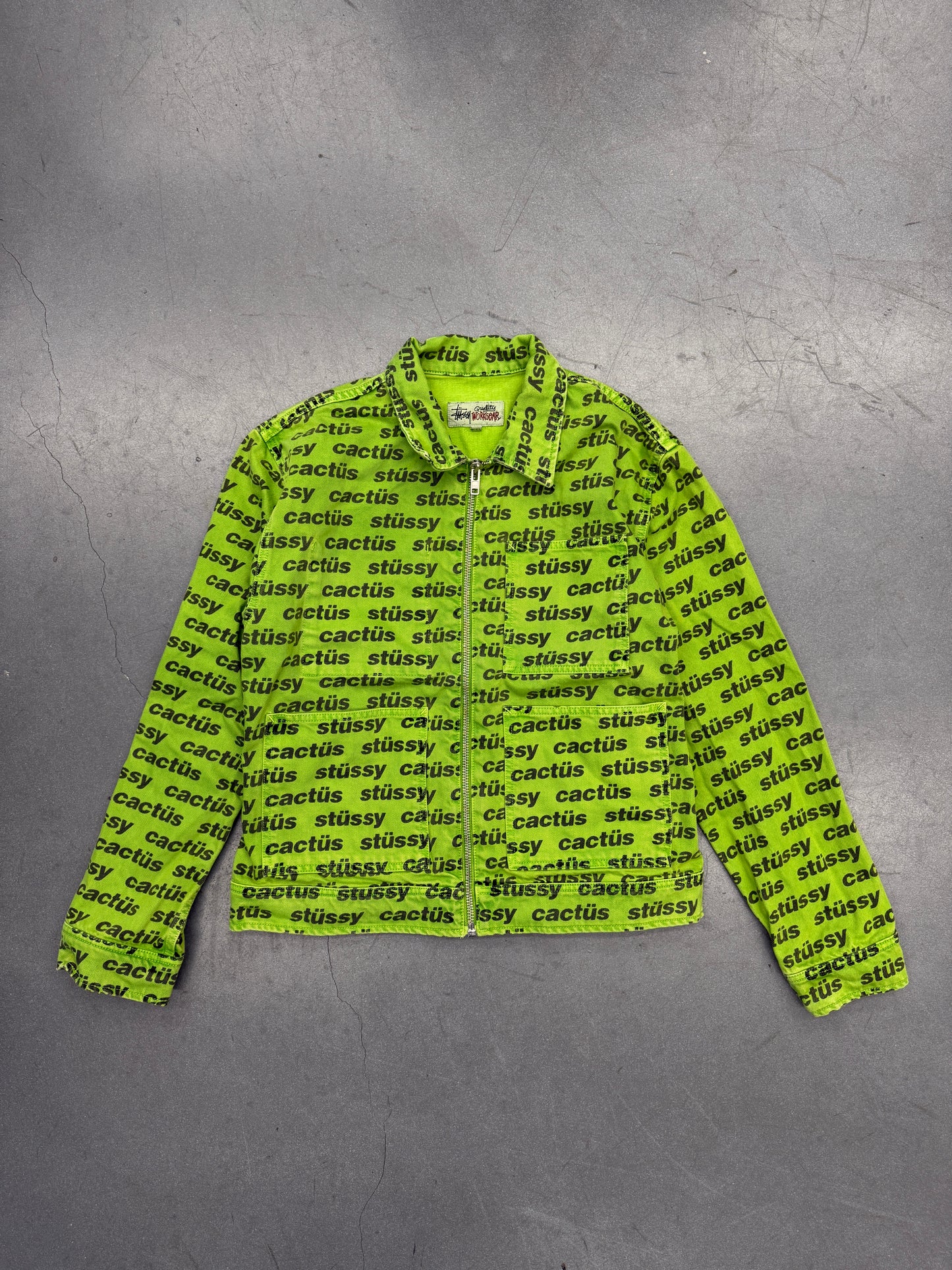2021 STUSSY X CPFM CACTUS PLANT FLEA MARKET ZIP WORK JACKET - GREEN