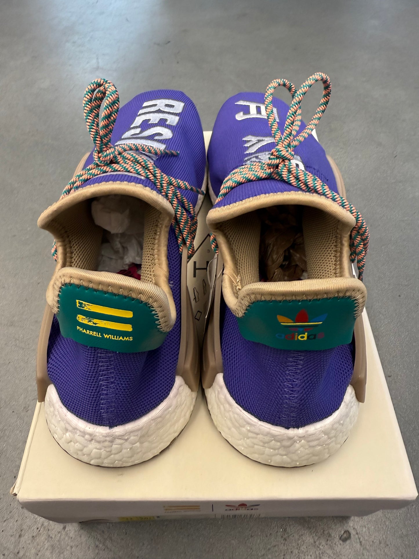 SIZE 11 ADIDAS NMD HUMAN RACE PHARRELL RESPIRA PURPLE (F&F) (BRAND NEW WITH BOX)