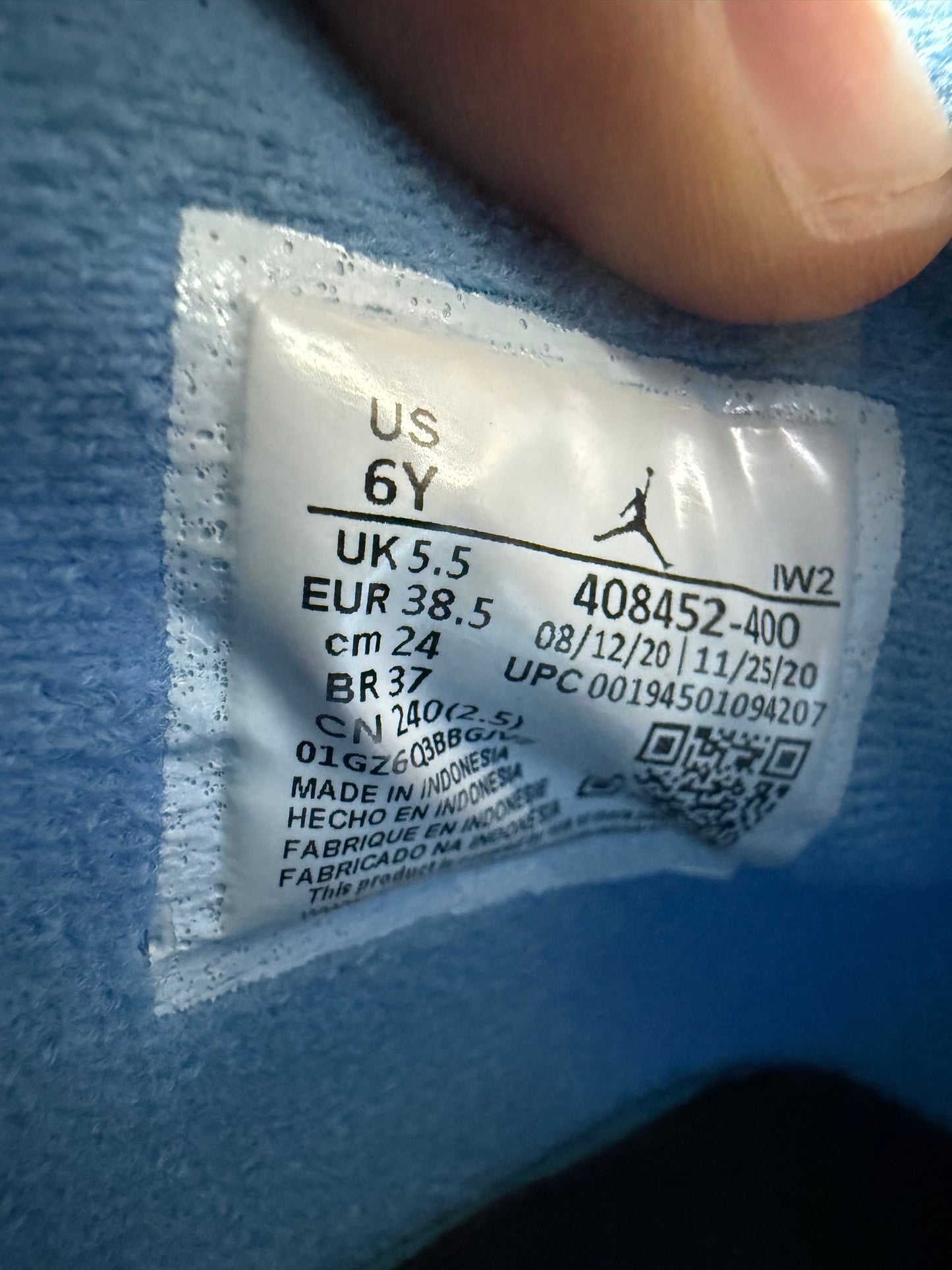 2021 SIZE 6Y JORDAN 4 RETRO UNIVERSITY BLUE (GS) (PRE-OWNED NO BOX)