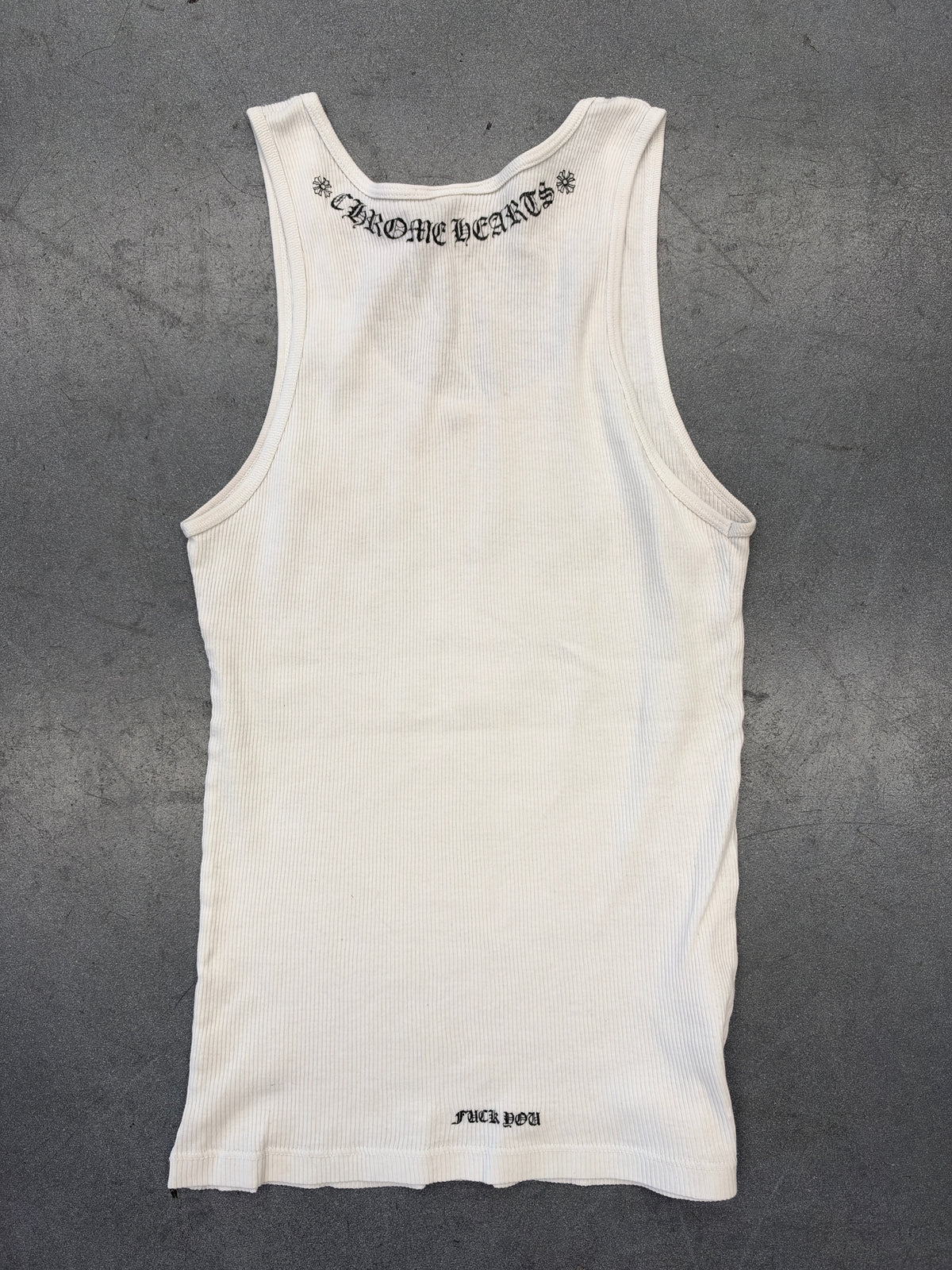 VINTAGE CHROME HEARTS FLORAL CROSS HEART TANK TOP