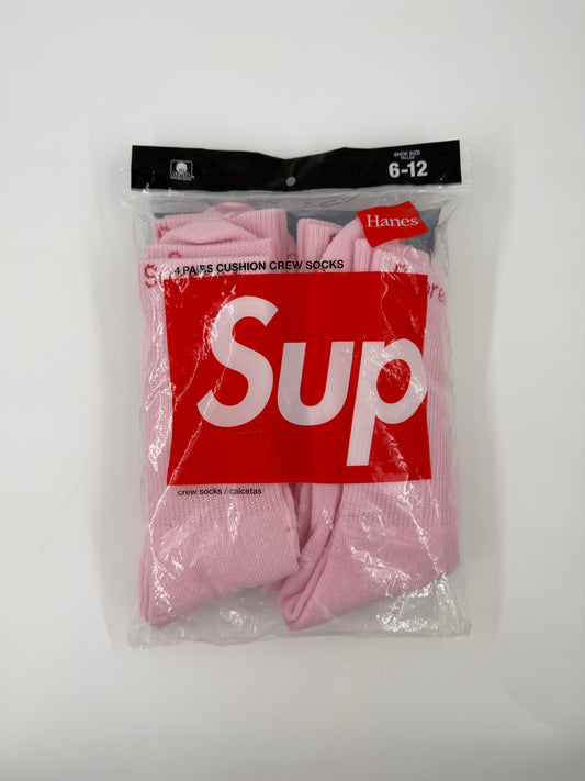 FW21 HANES CREW SOCKS (4 PACK) - PINK