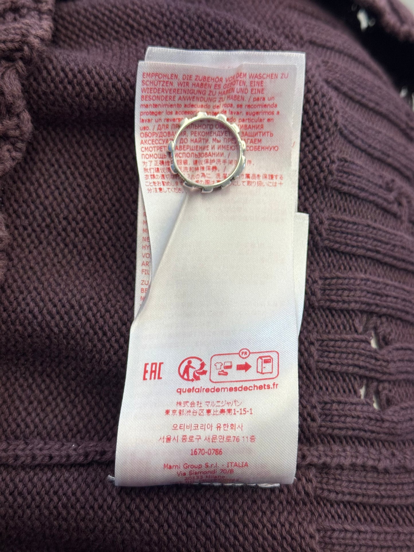 MARNI V-NECK DISTRESSED CARDIGAN