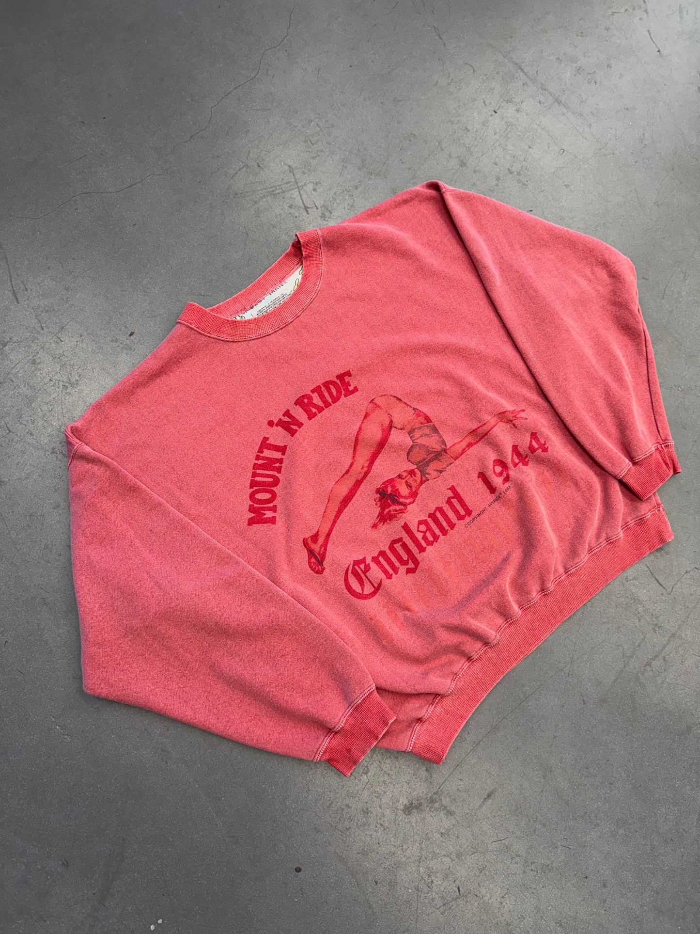 1987 "MOUNT 'N RIDE" ENGLAND 1944 CREWNECK (AVIREX LTD. TAG)