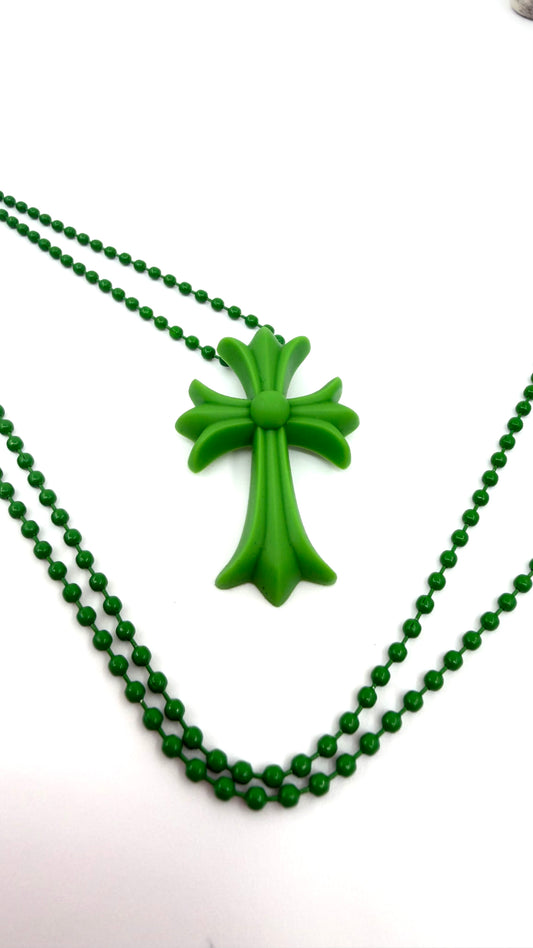 CHROME HEARTS SILICONE CROSS NECKLACE - GREEN