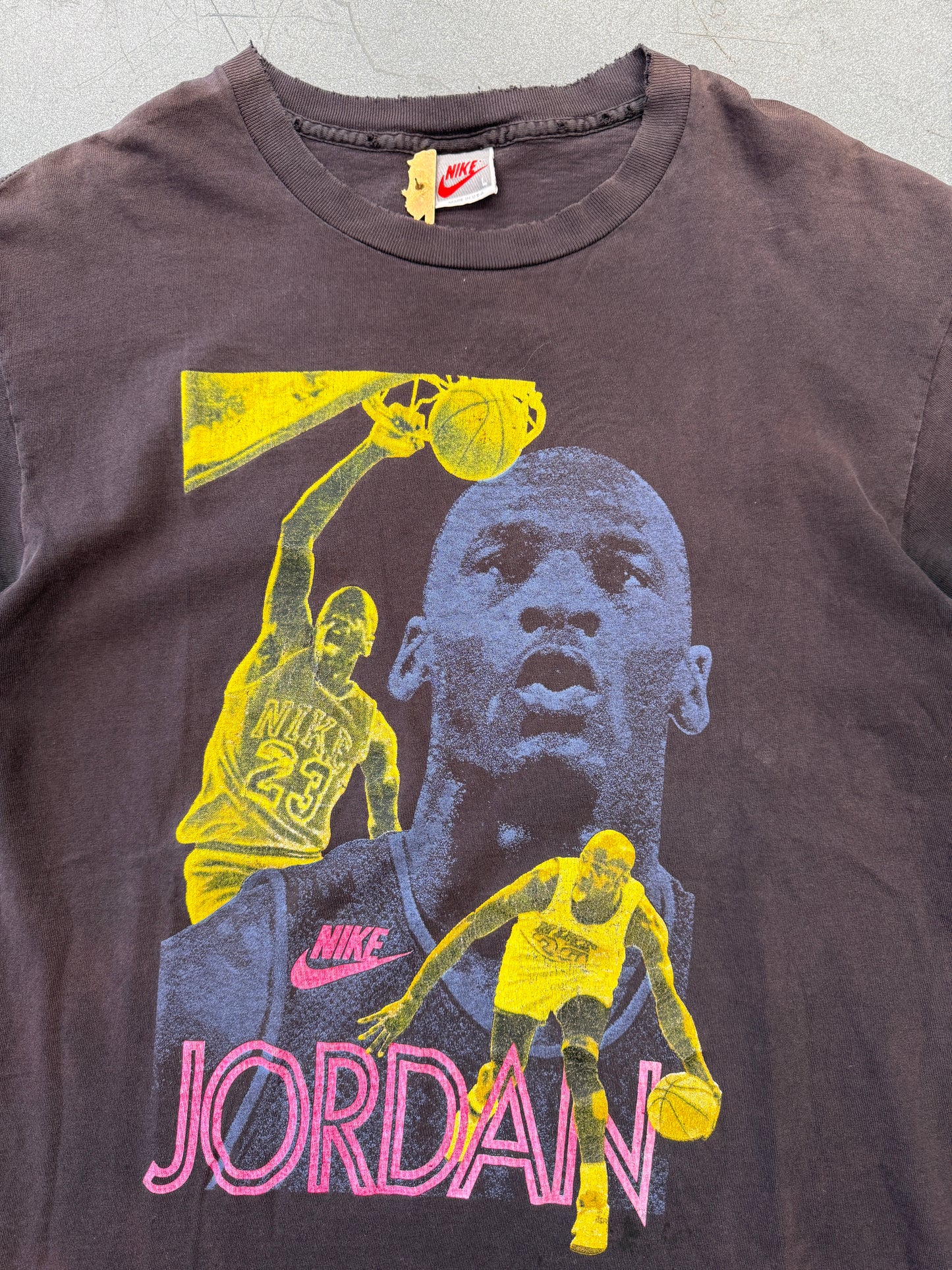 90S JORDAN HALF TONE YELLOW MONTAGE TEE (GREY/RED NIKE TAG)