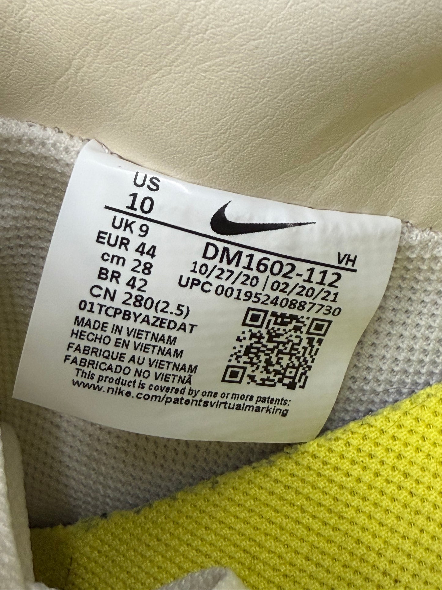 2021 NIKE DUNK LOW OFF-WHITE LOT 10 (NO BOX)