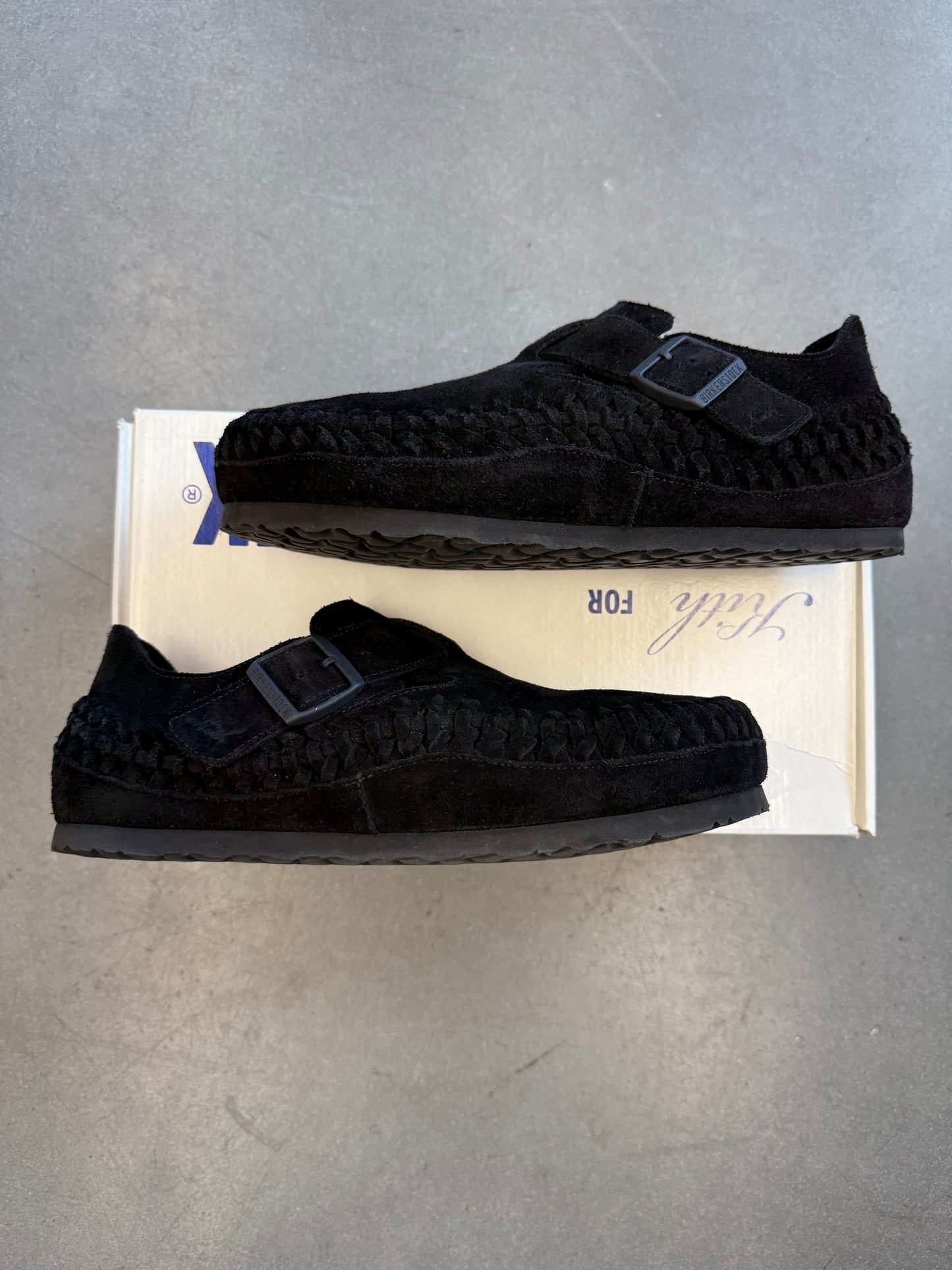2023 SIZE 42 KITH BIRKENSTOCK LONDON BRAIDED - BLACK (PRE-OWNED WITH BOX)