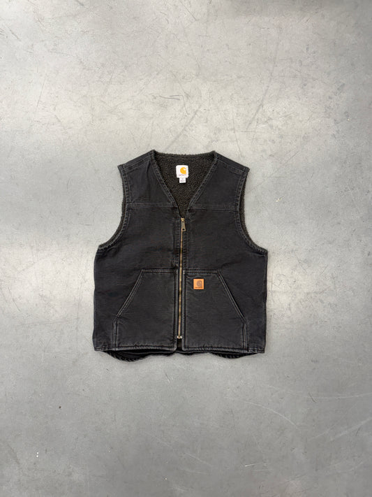 2000'S CARHARTT SHERPA LINED CANVAS VEST (V26BLK)