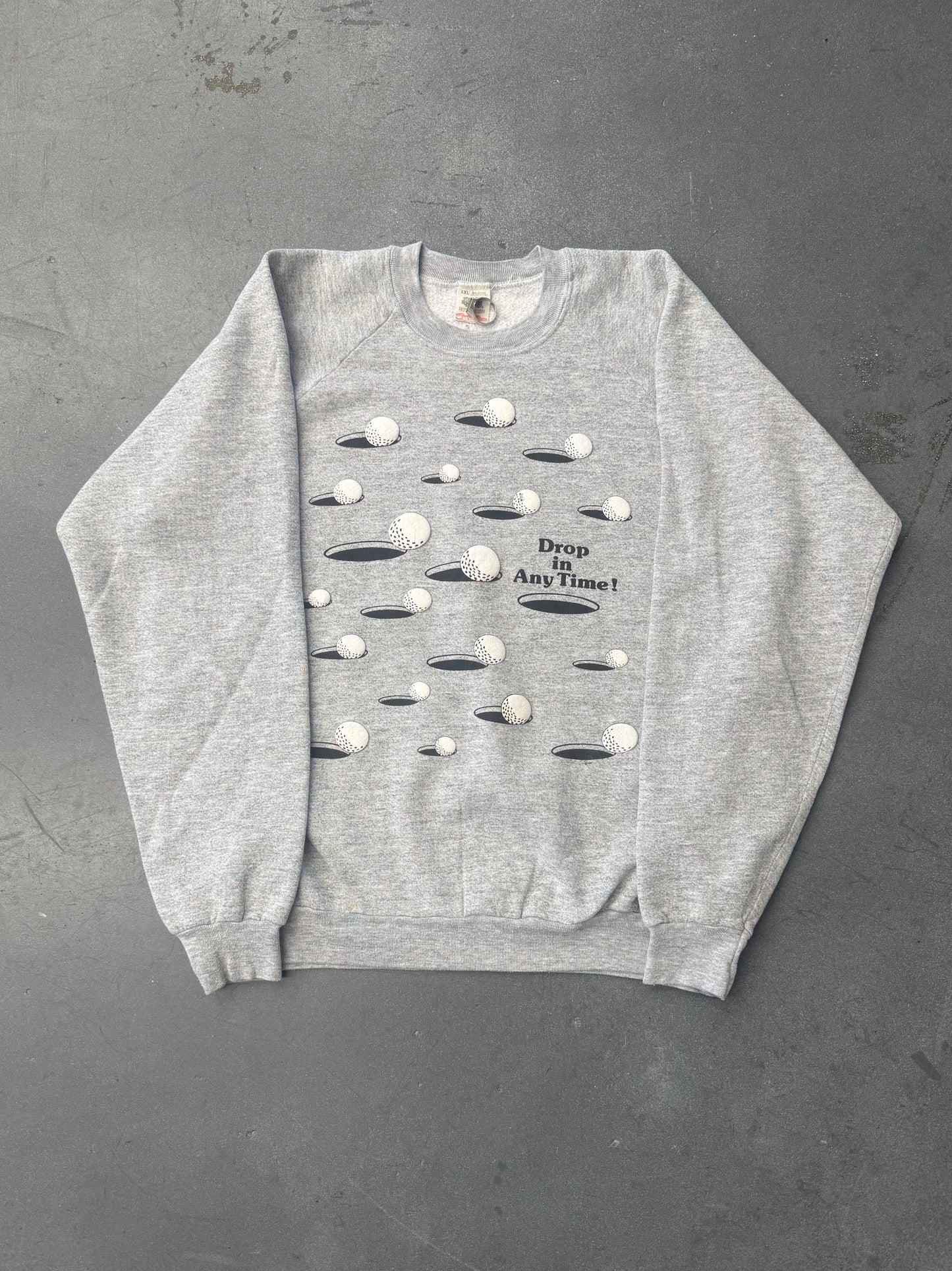 90S DROP IN ANY TIME! GOLF PUFF PRINT CREWNECK SWEATER (FOTL TAG)