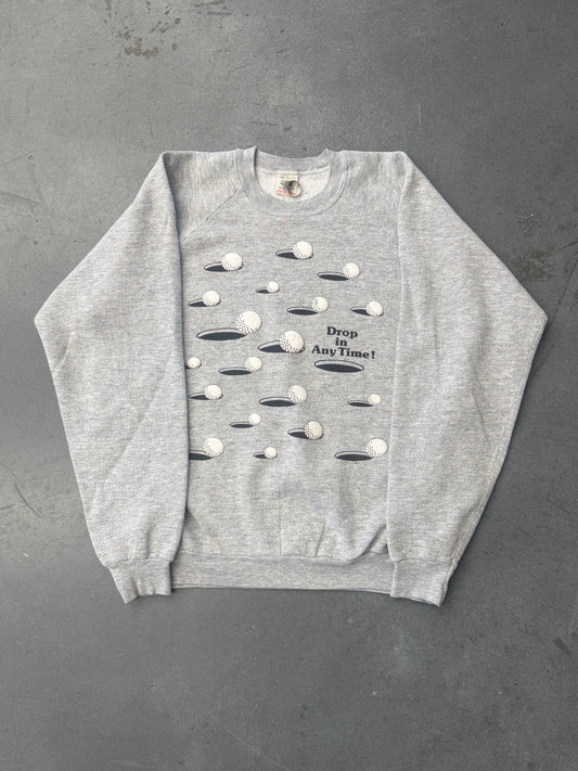 90S DROP IN ANY TIME! GOLF PUFF PRINT CREWNECK SWEATER (FOTL TAG)