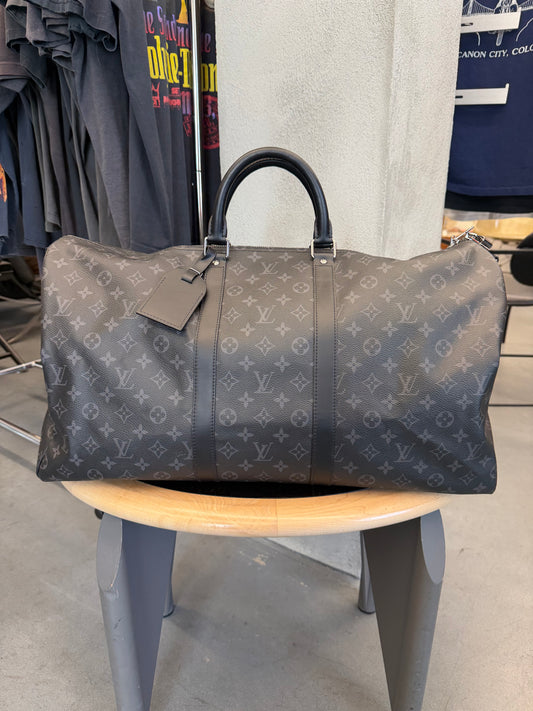 LOUIS VUITTON KEEPALL BANDOULIERE DUFFLE BAG - MONOGRAM ECLIPSE