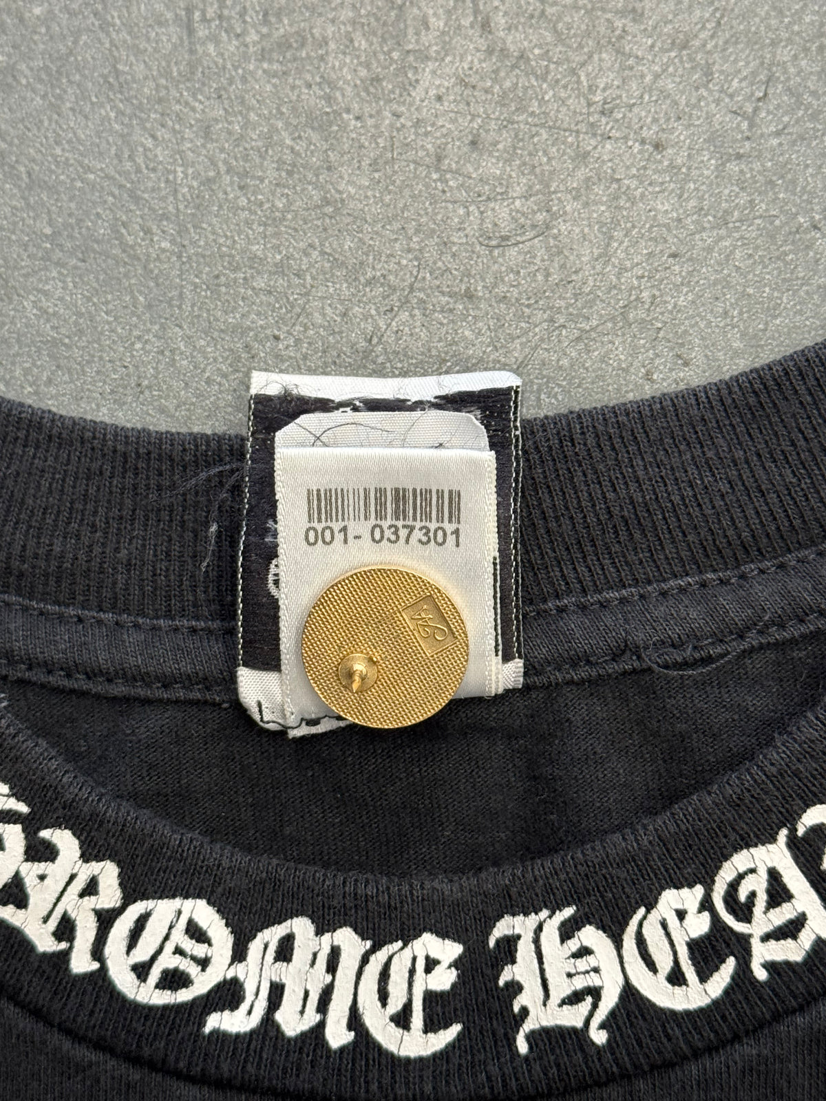 VINTAGE CHROME HEARTS COLLAR PRINT DOUBLE FLORAL CROSS HORSESHOE POCKET TEE