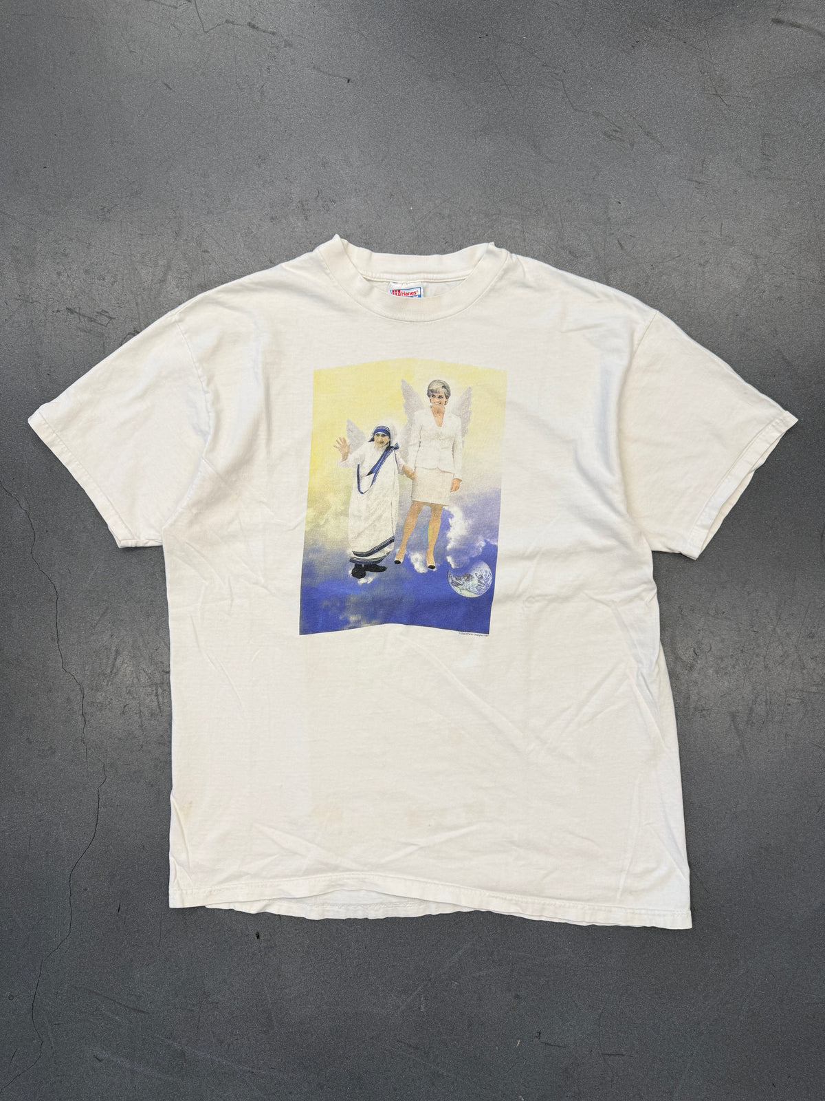 1997 DON'T PANIC PRINCESS DIANA ANGEL TEE (HANES BEEFY TAG)