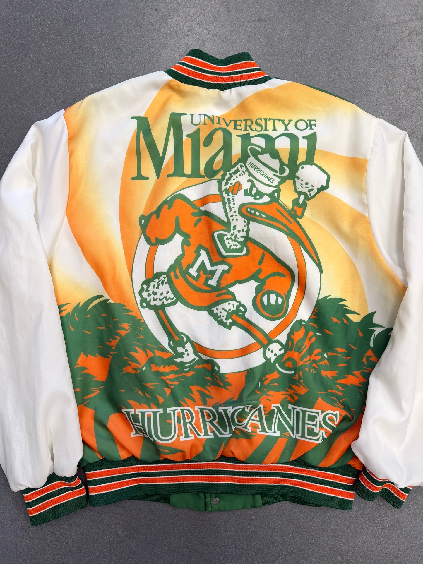 90S UNIVERSITY OF MIAMI HURRICANES FANIMATION CHALK LINE JACKET