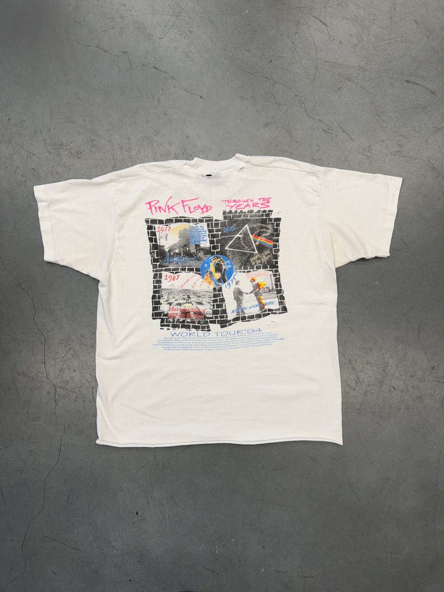 1994 PINK FLOYD DIVISION BELL WORLD TOUR THROUGH THE YEARS CROPPED TEE (CUT SCREEN STARS TAG)