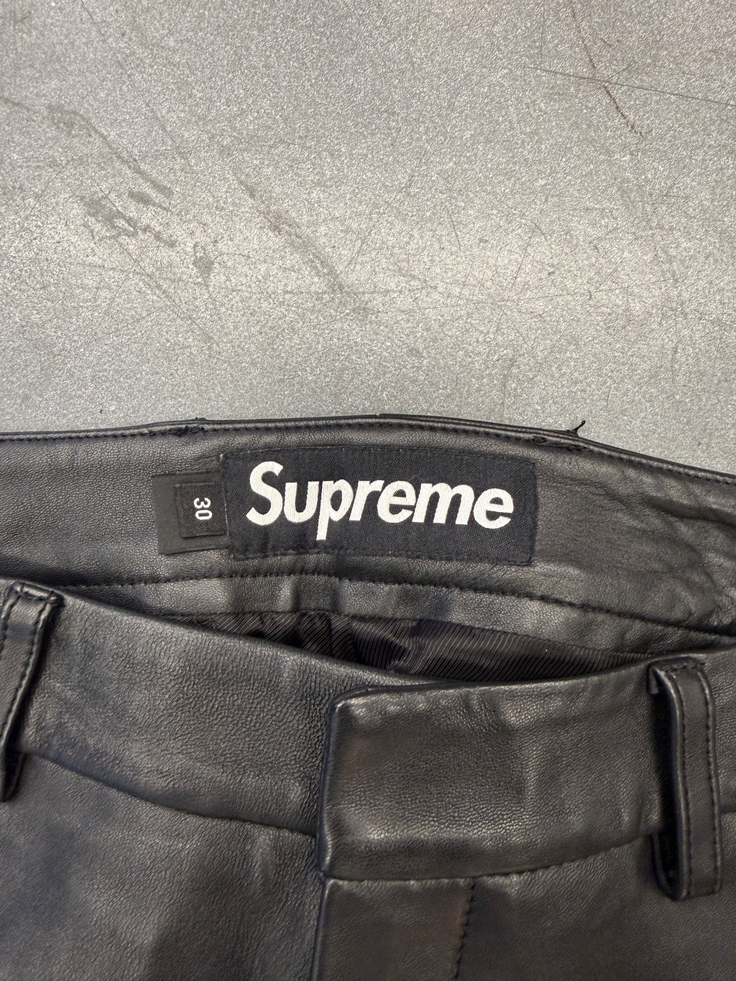 FW25 SUPREME LEATHER TROUSER - BLACK