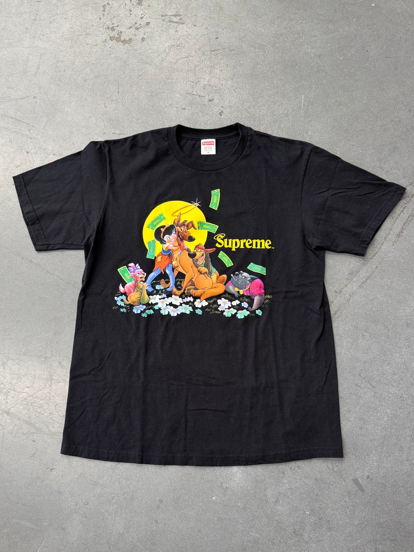 FW25 SUPREME ALL DOGS GO TO HEAVEN TEE - BLACK