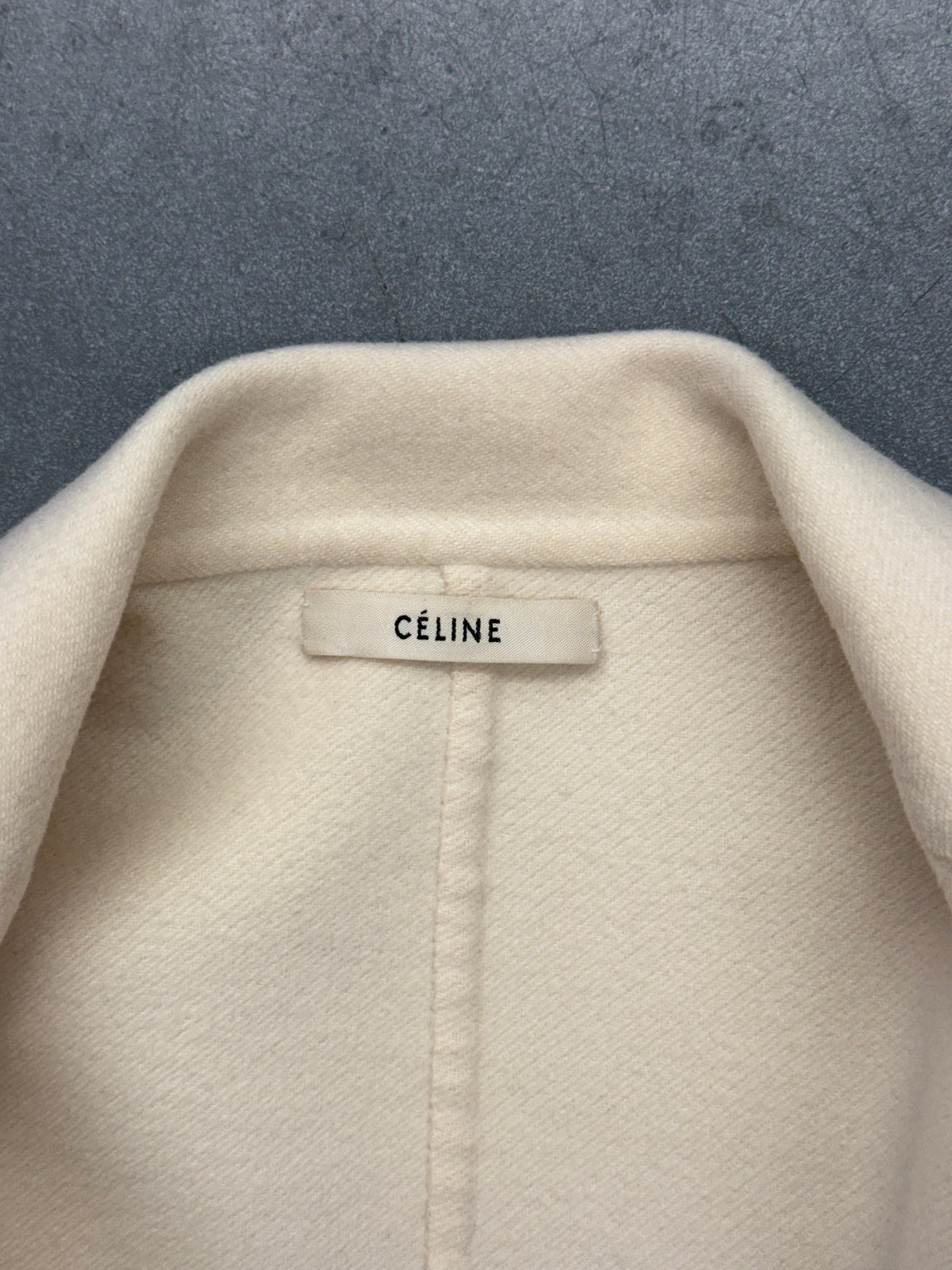 FW15 CELINE BY PHOEBE PHILO IVORY 100% CASHMERE EGG CROMBIE COAT