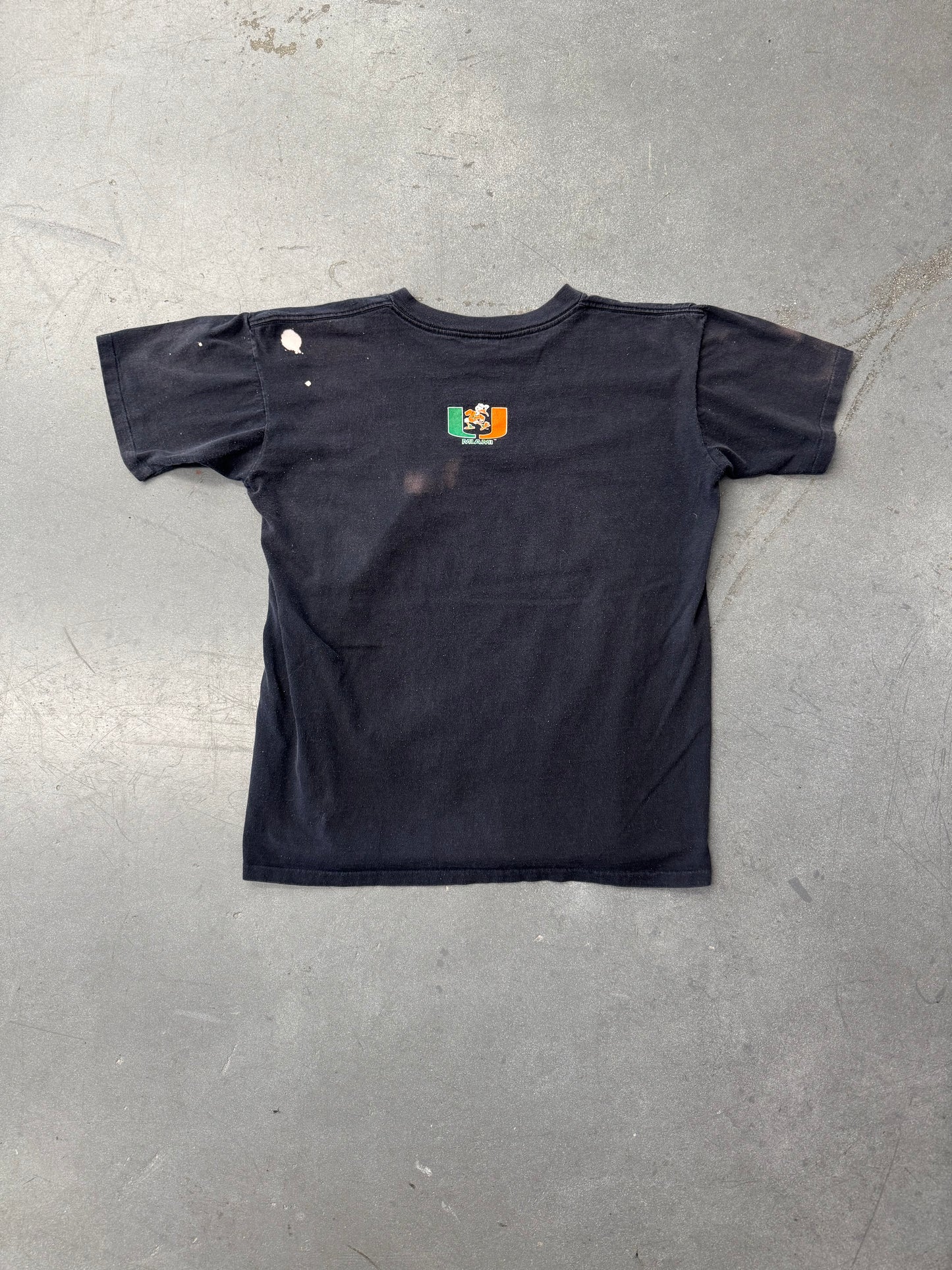 1995 MIAMI HURRICANES "PROPERTY OF MIAMI" FLAMING FOOTBALL TEE (CUT TAG)