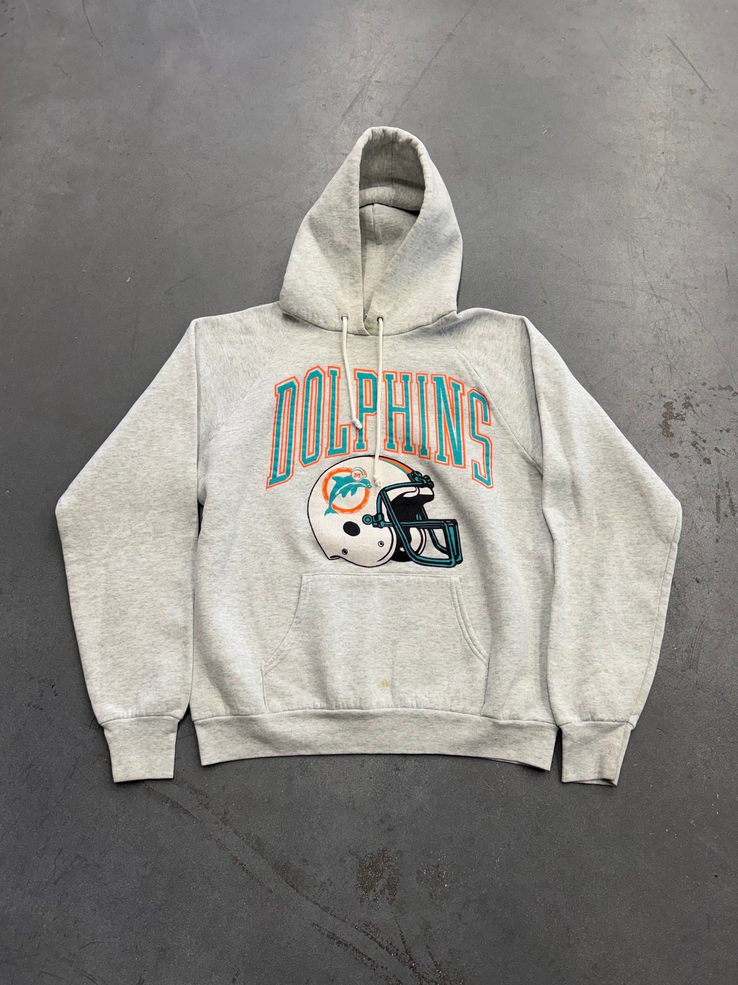 90S MIAMI DOLPHINS HELMET LOGO PULLOVER HOODIE (FOTL TAG)