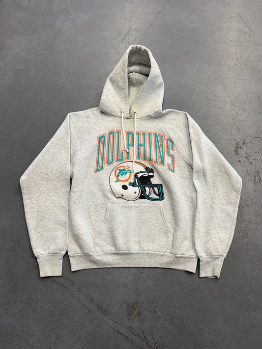 90S MIAMI DOLPHINS HELMET LOGO PULLOVER HOODIE (FOTL TAG)