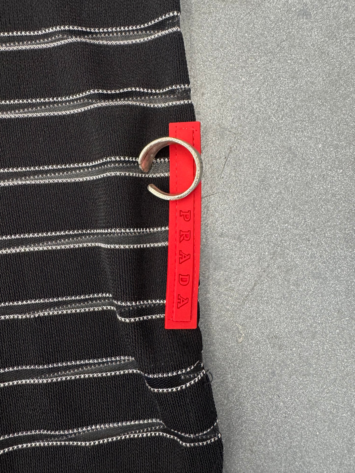PRADA TEFLON STRIPED BUTTON-UP SHIRT - BLACK