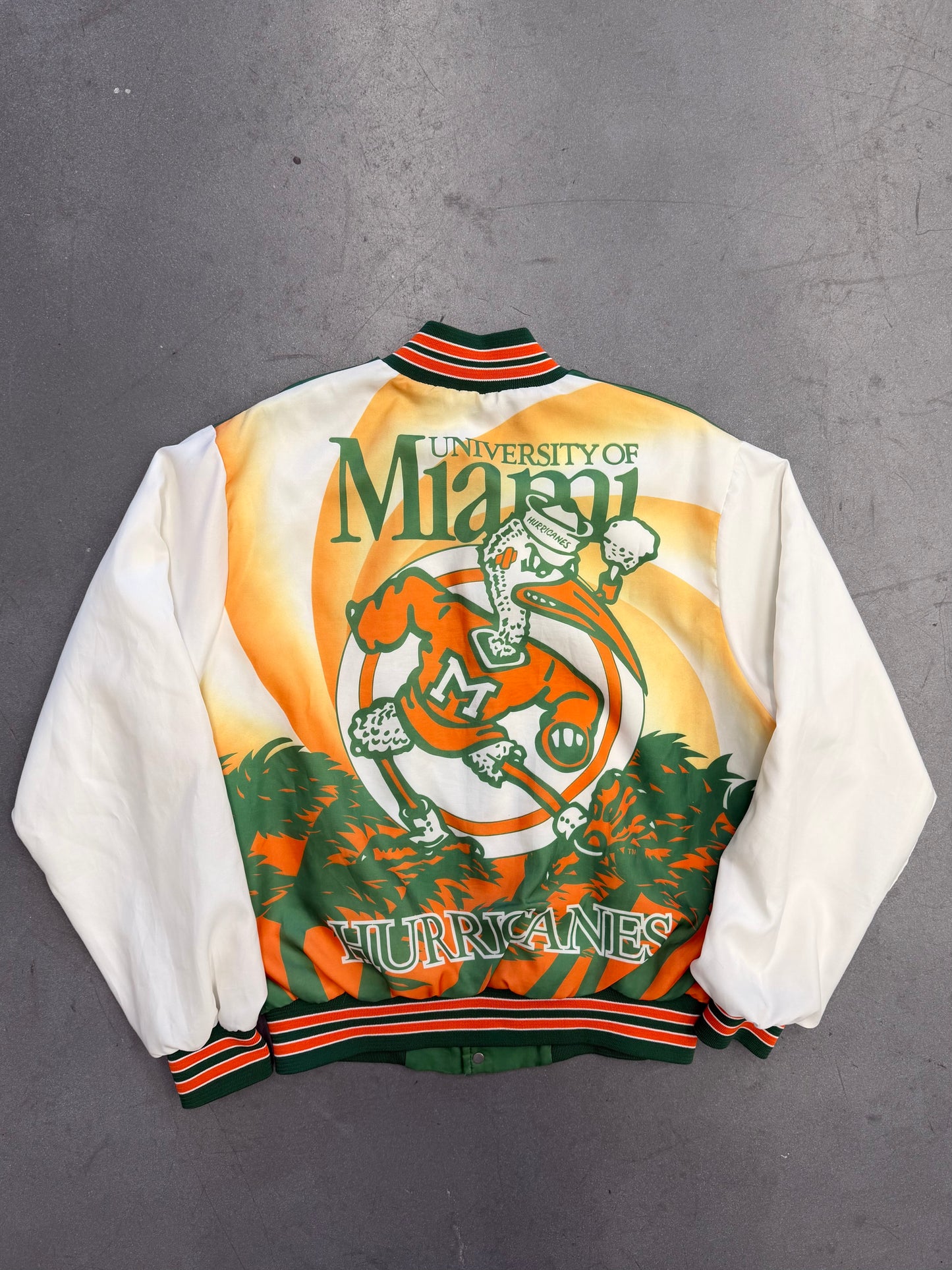 90S UNIVERSITY OF MIAMI HURRICANES FANIMATION CHALK LINE JACKET