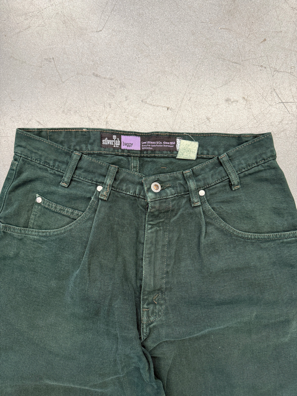90S LEVI'S SILVERTAB BAGGY FOREST GREEN DENIM JEANS (FADED TAG) (32X30)