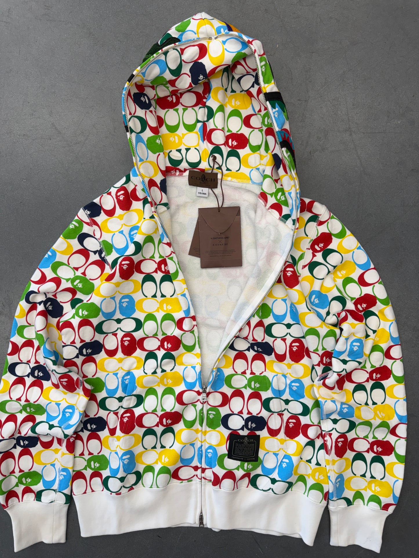 SS20 BAPE X COACH SHARK FULL ZIP HOODIE - MULTI