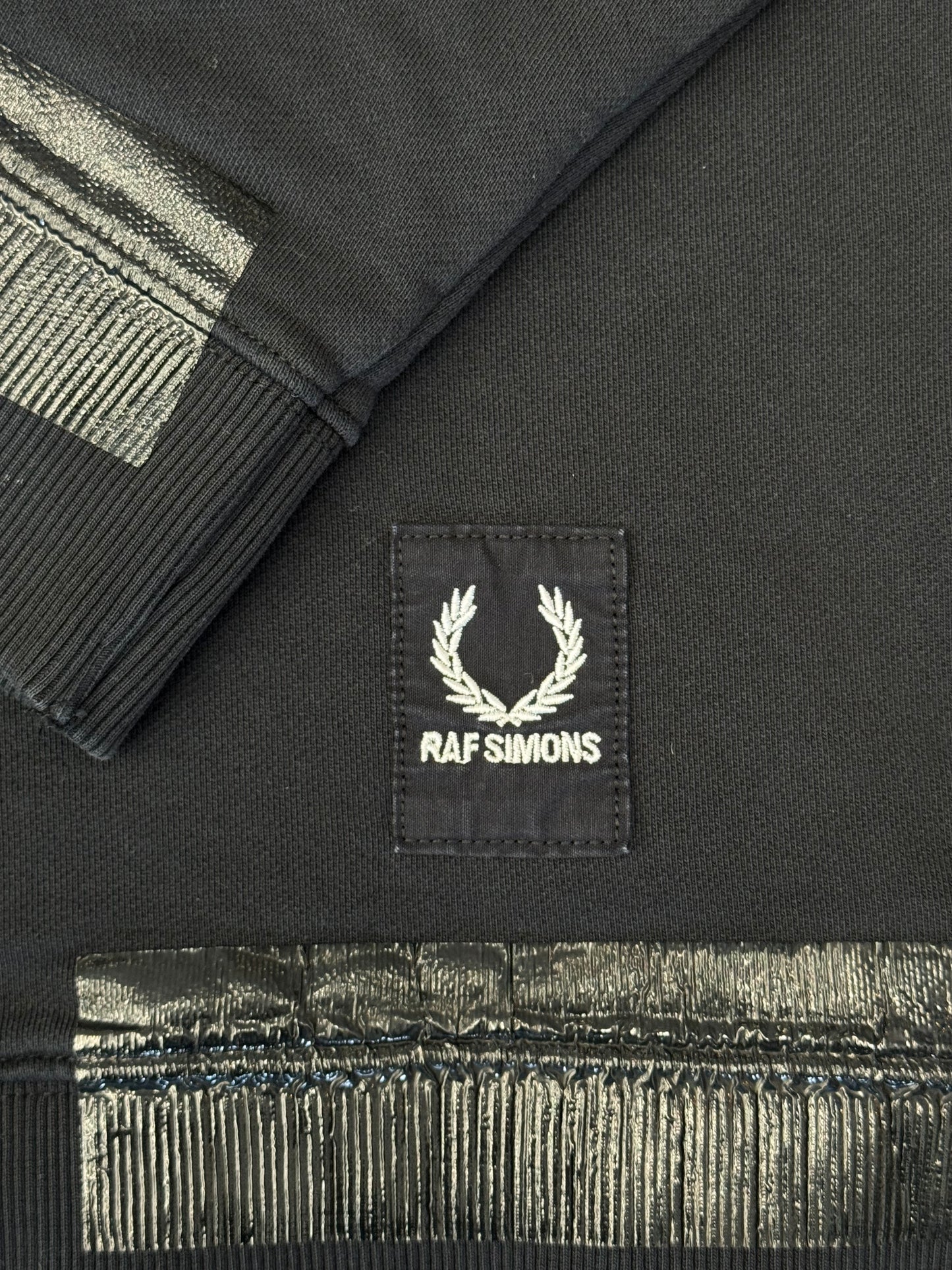 RAF SIMONS FRED PERRY TAPED HOODIE - BLACK