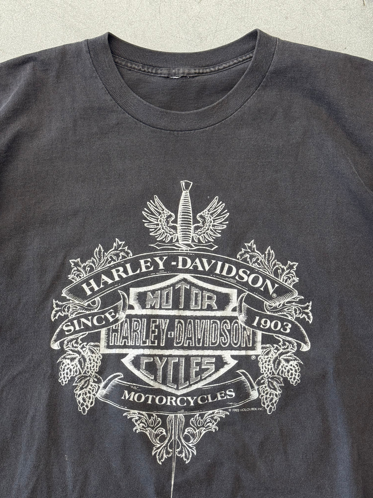 1992 HARLEY-DAVIDSON PROFESSOR'S CYCLE PRODUCTS NEW ORLEANS, LA. TEE (PULLED TAG)