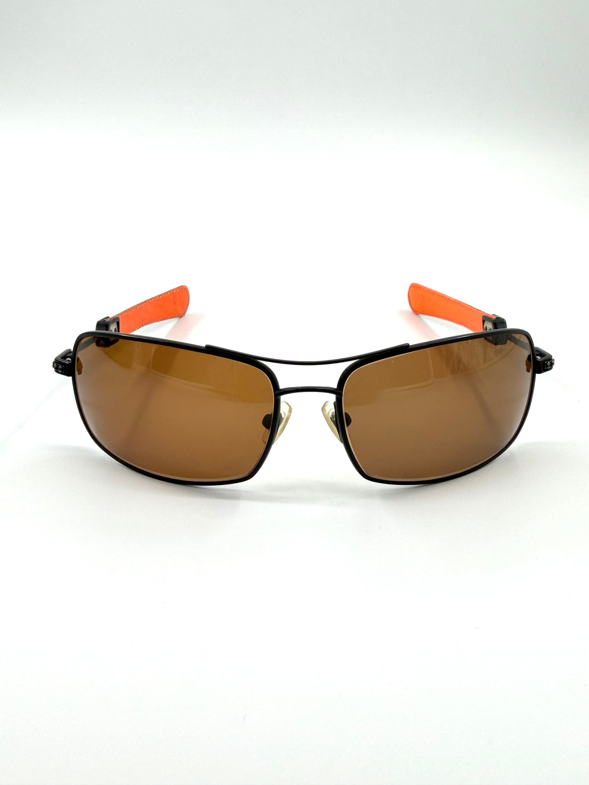 CHROME HEARTS 'KUSTOM' LEATHER AVIATOR SUNGLASSES - CAMO/ORANGE