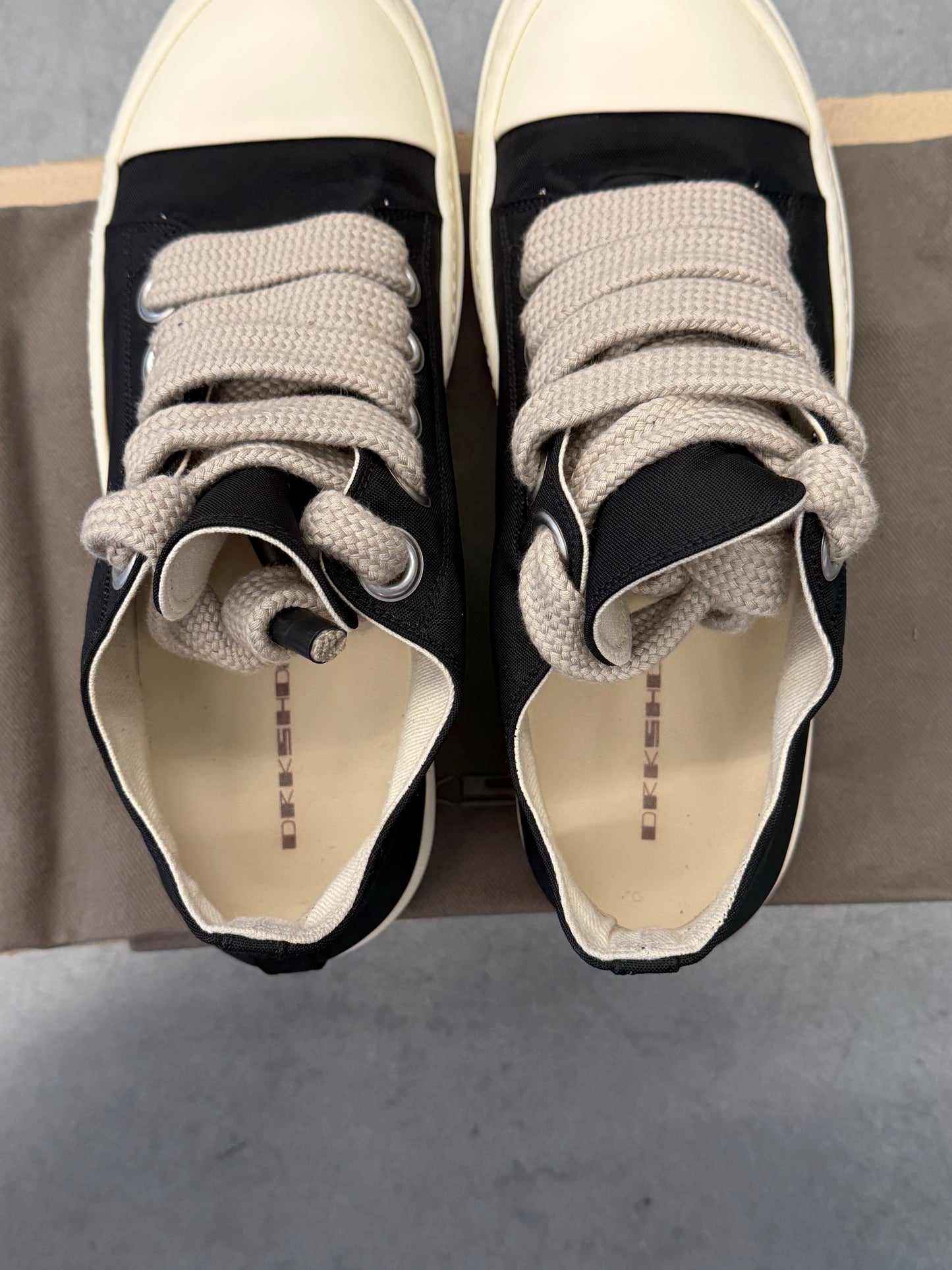 RICK OWENS DRKSHDW NYLON JUMBOLACE LOW SNEAKS (W/ BOX)