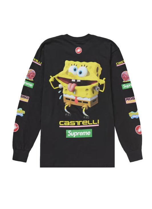 SS25 SUPREME SPONGEBOB CASTELLI RACING LONG SLEEVE TEE BLACK - LARGE
