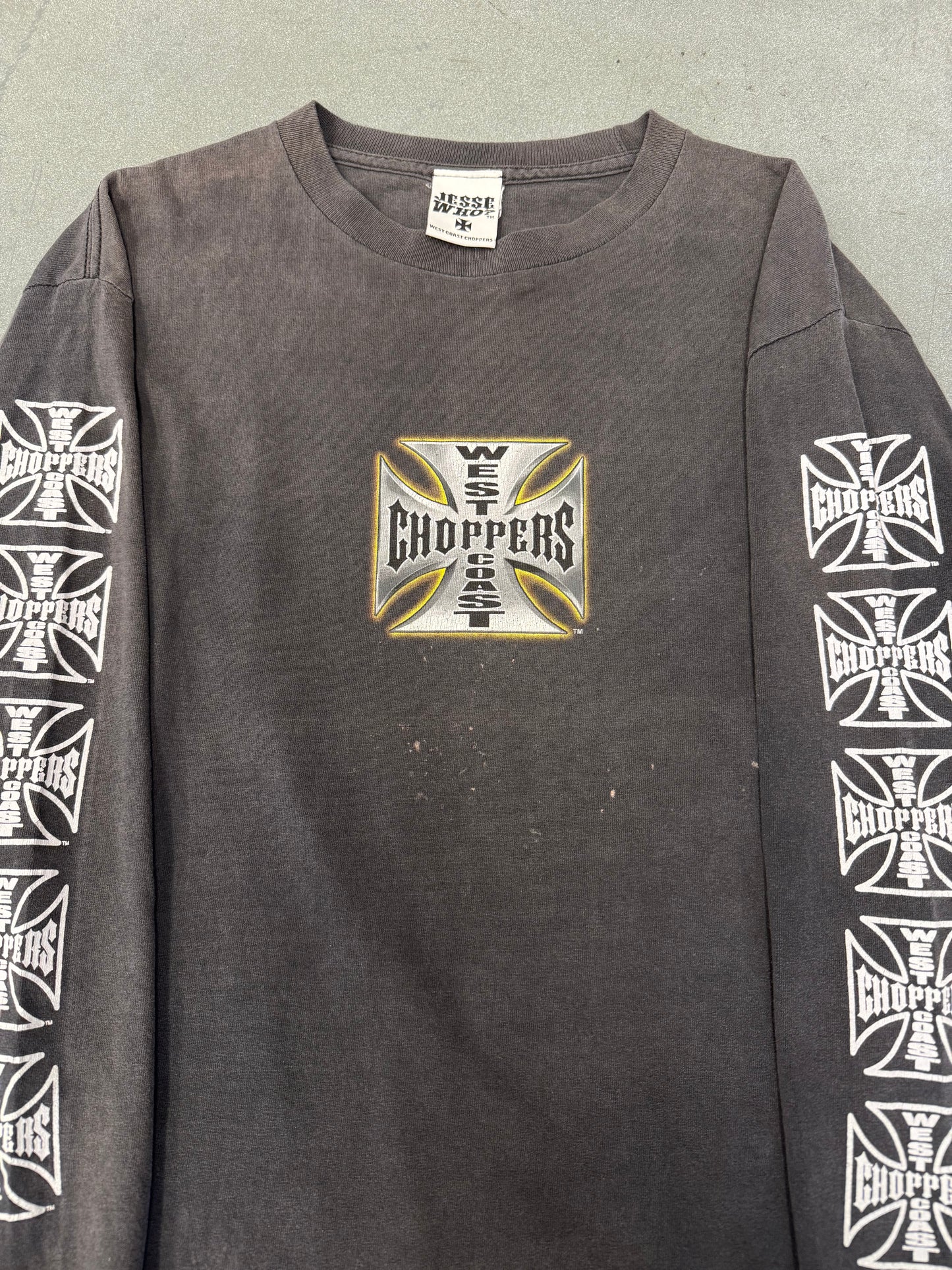 00S WEST COAST CHOPPERS REPEATED IRON CROSS LS TEE (JESSE WHO TAG) - M/L